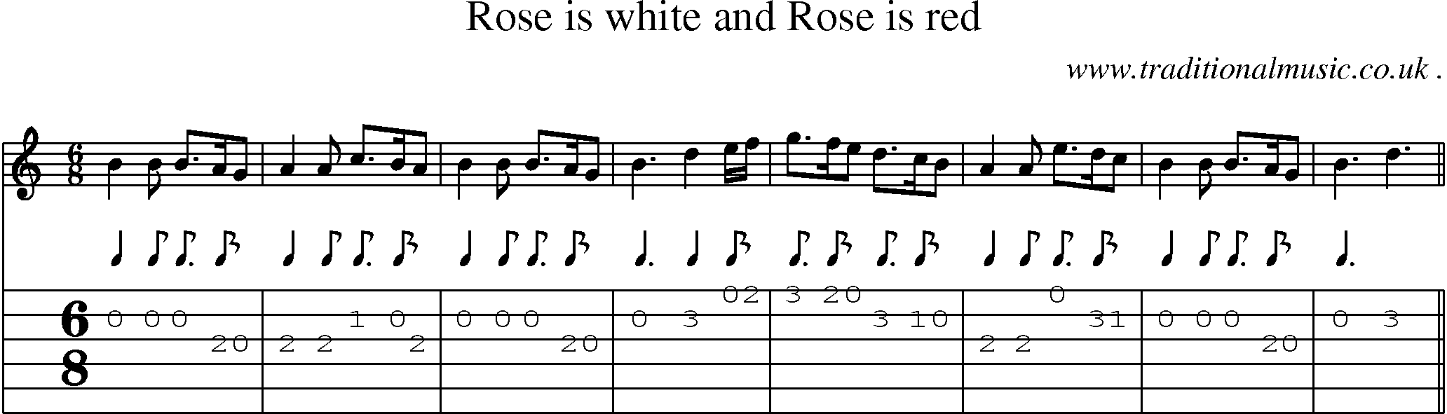 Sheet-Music and Guitar Tabs for Rose Is White And Rose Is Red