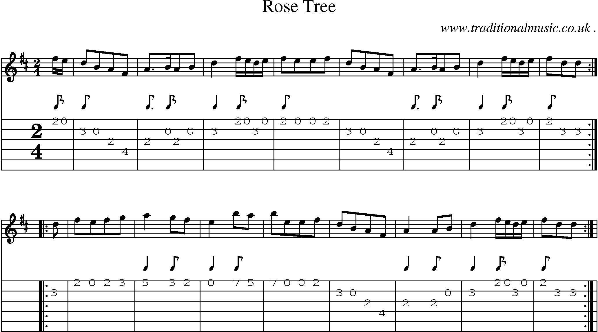 Sheet-Music and Guitar Tabs for Rose Tree