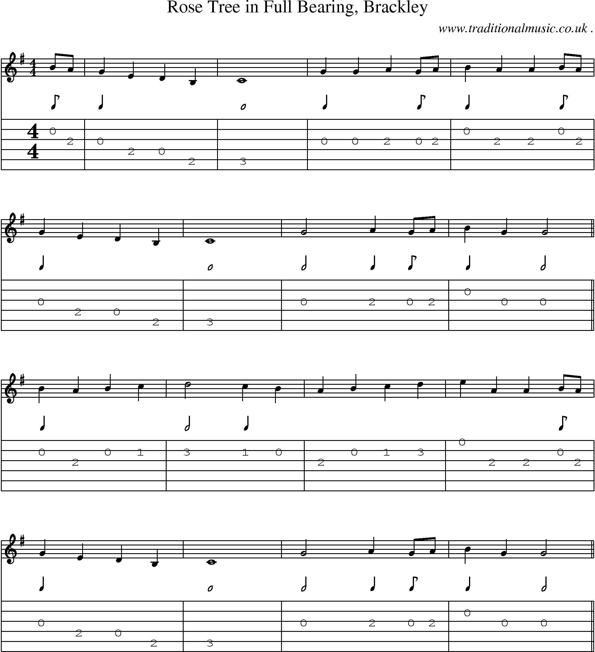 Sheet-Music and Guitar Tabs for Rose Tree In Full Bearing Brackley