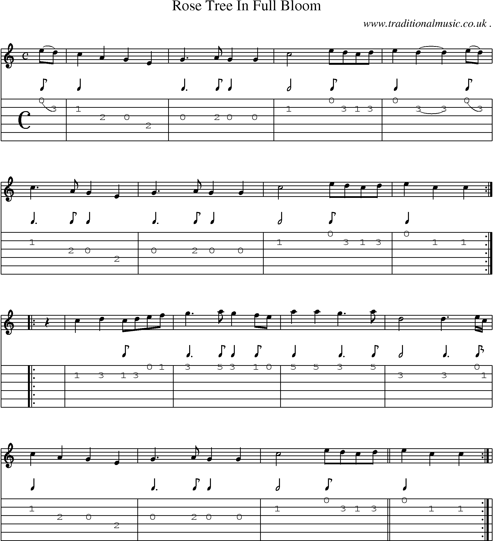 Sheet-Music and Guitar Tabs for Rose Tree In Full Bloom
