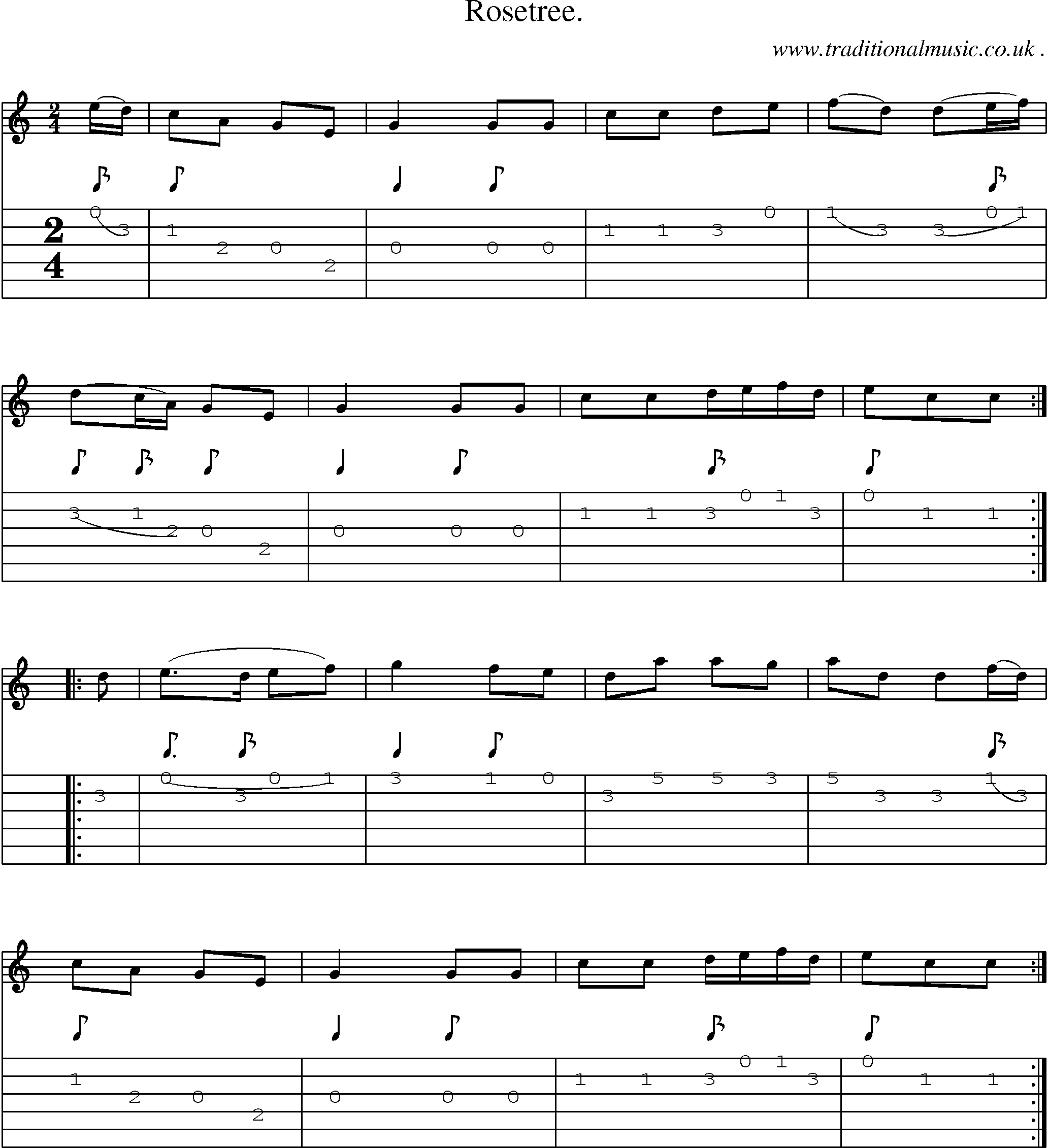 Sheet-Music and Guitar Tabs for Rosetree