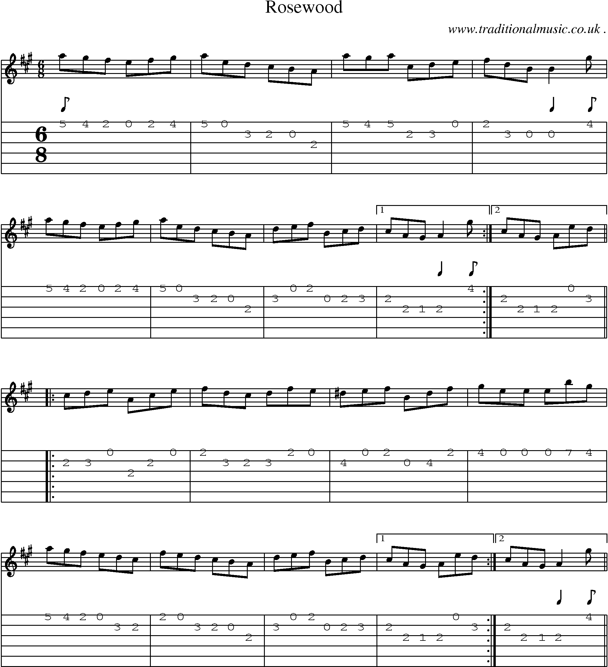 Sheet-Music and Guitar Tabs for Rosewood