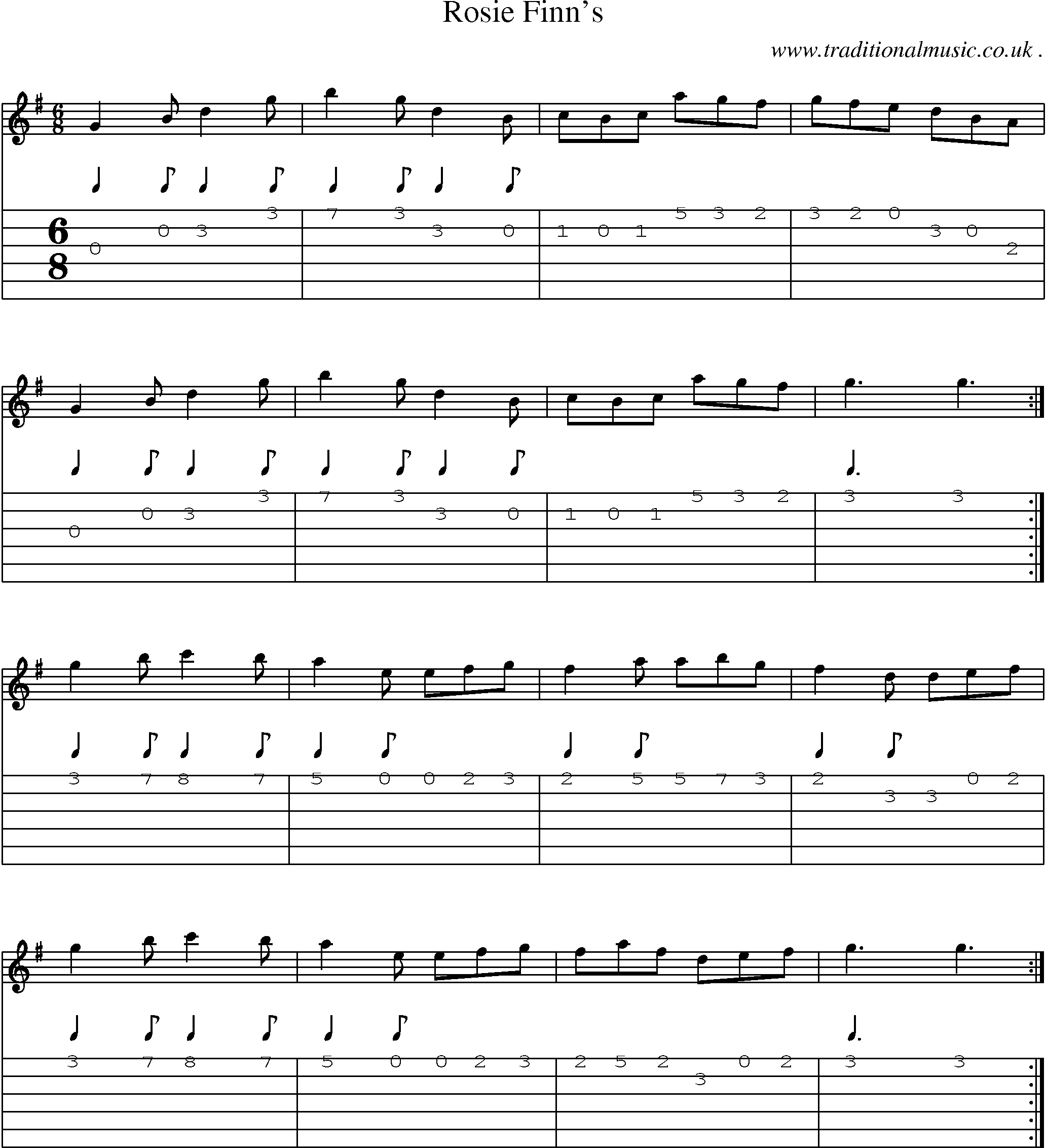 Sheet-Music and Guitar Tabs for Rosie Finns