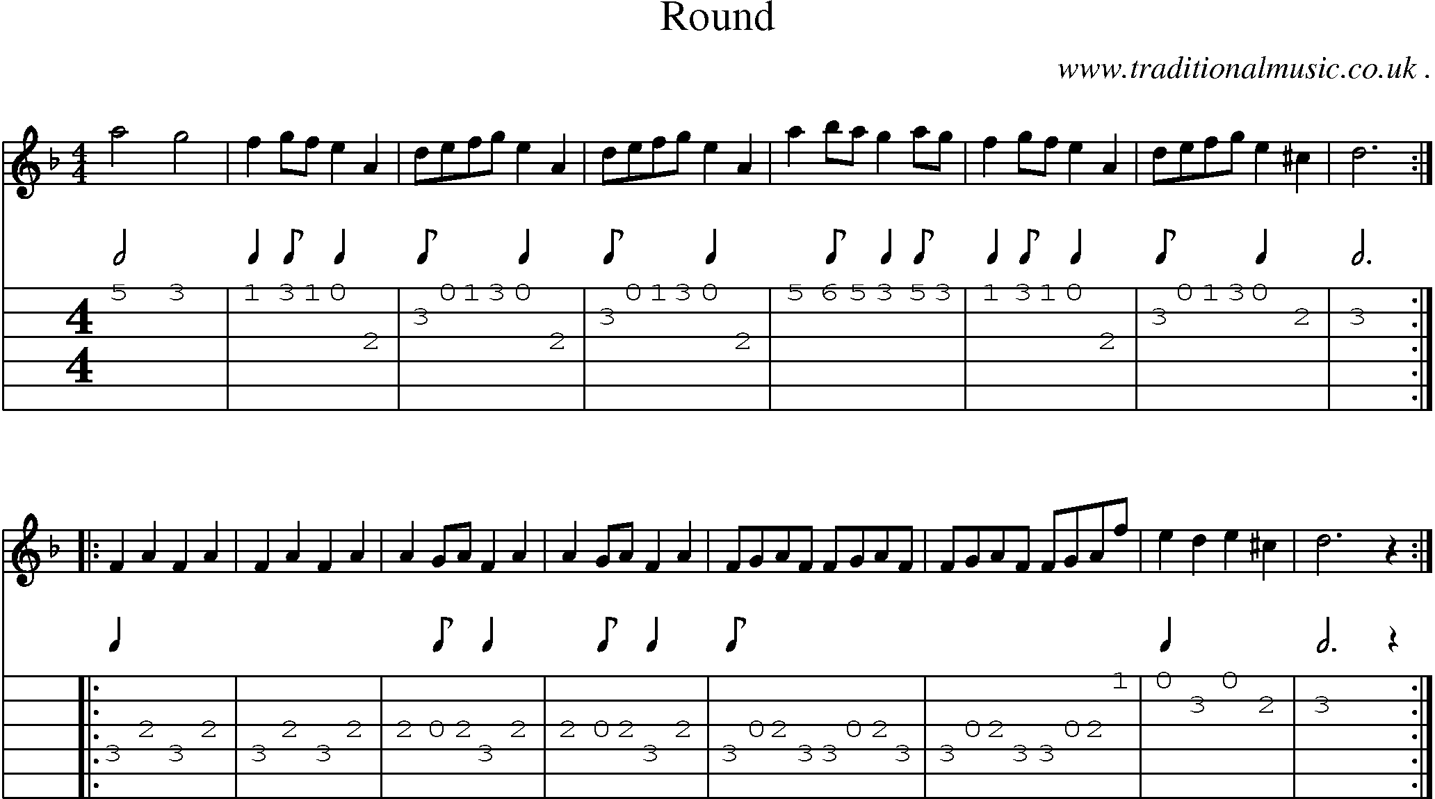 Sheet-Music and Guitar Tabs for Round