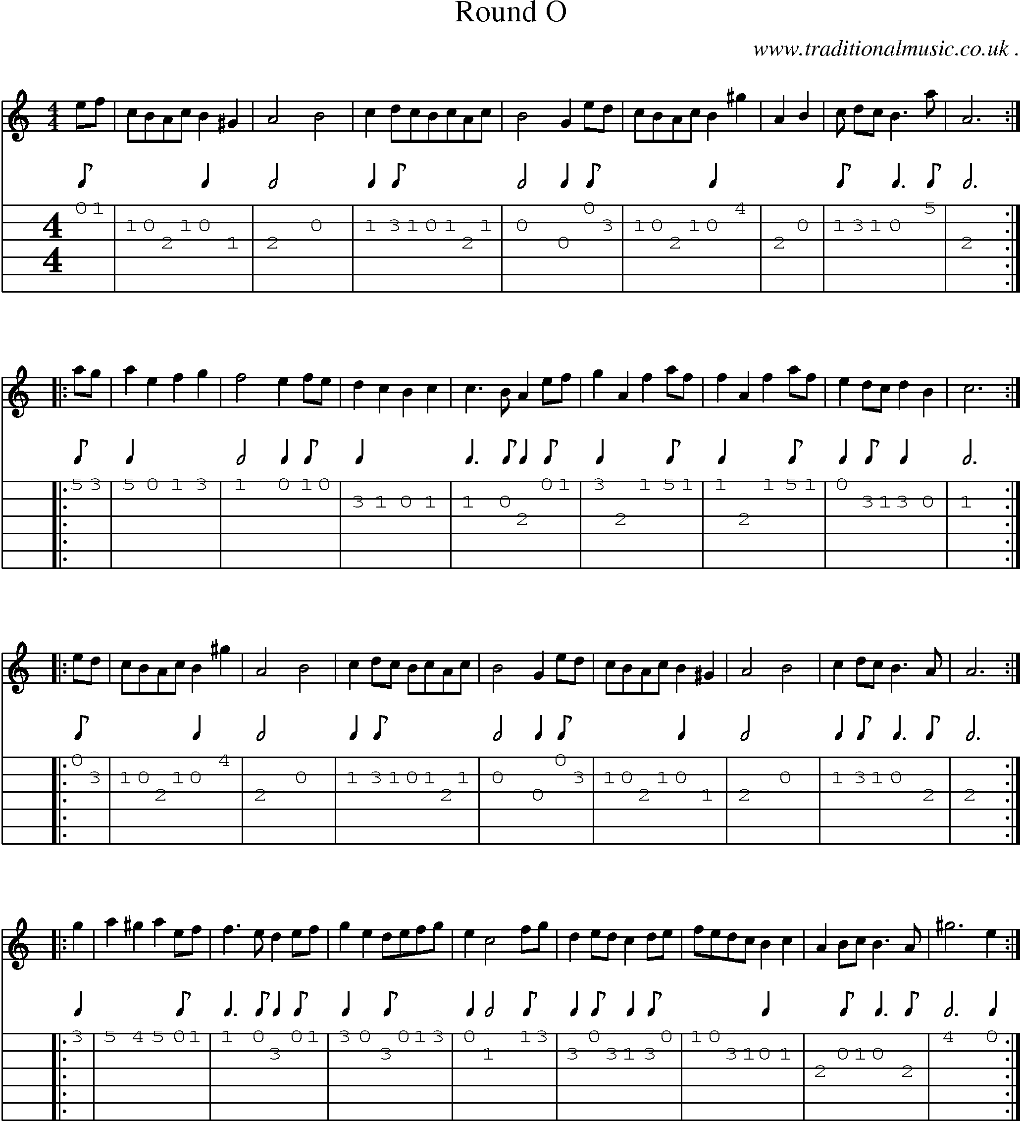 Sheet-Music and Guitar Tabs for Round O