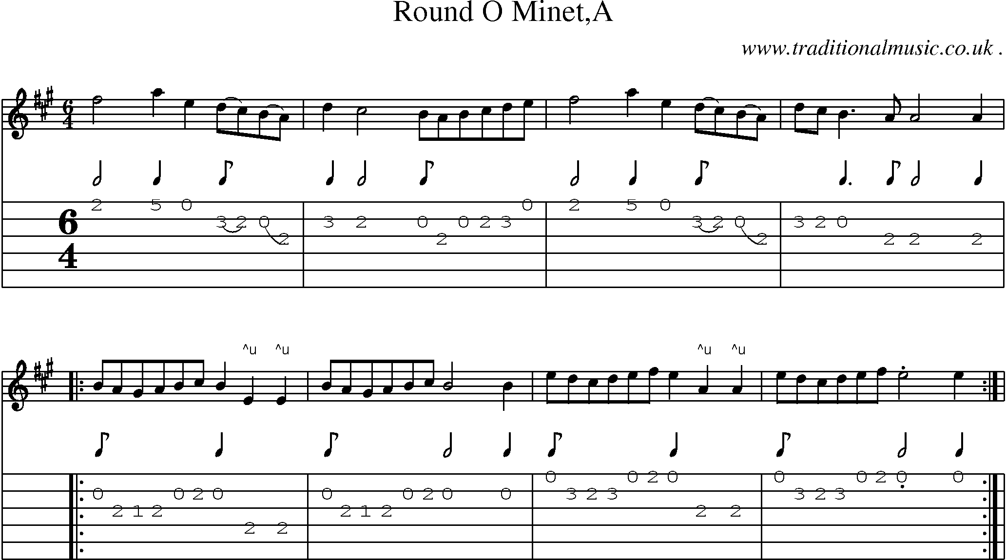 Sheet-Music and Guitar Tabs for Round O Mineta