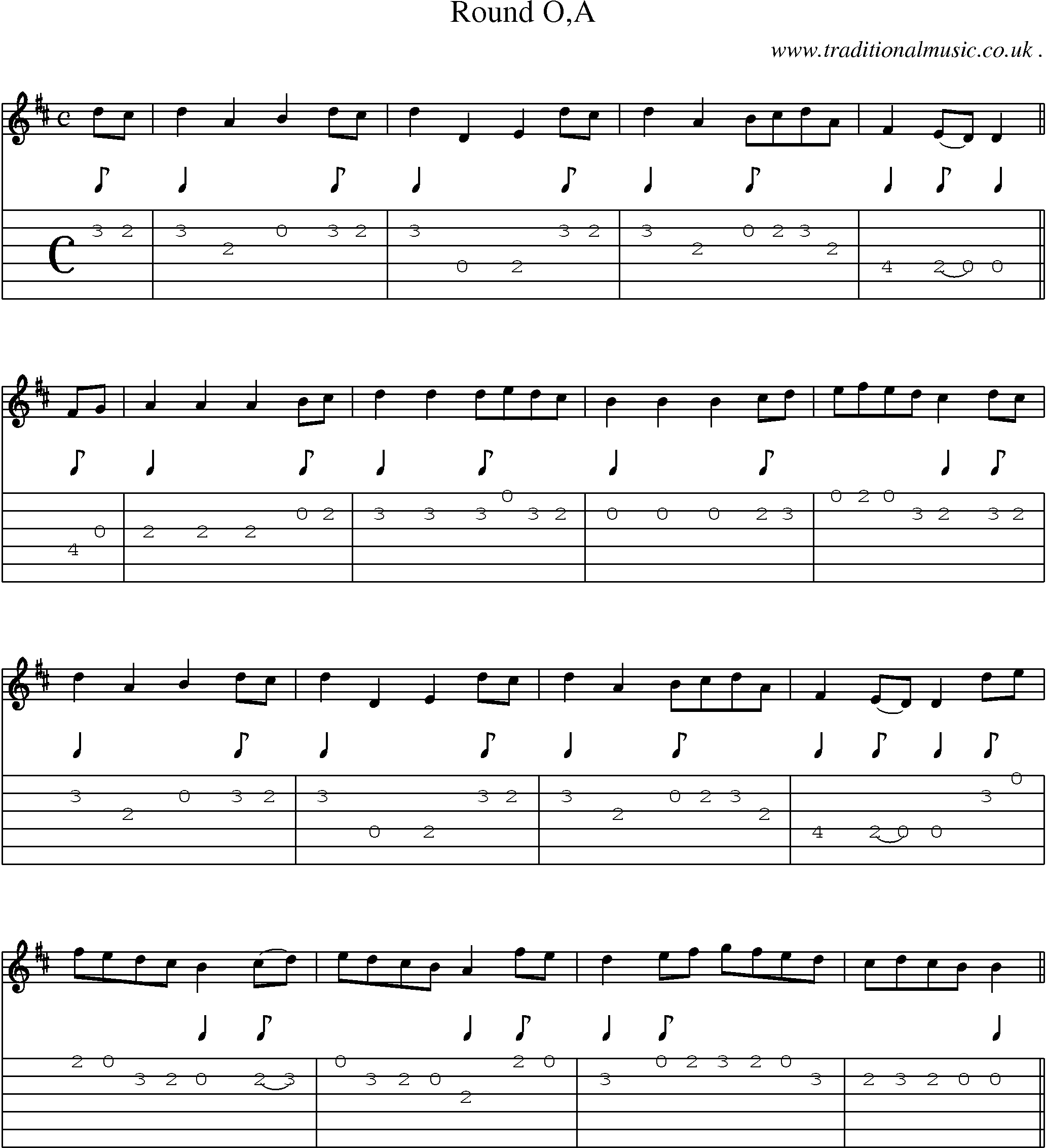 Sheet-Music and Guitar Tabs for Round Oa