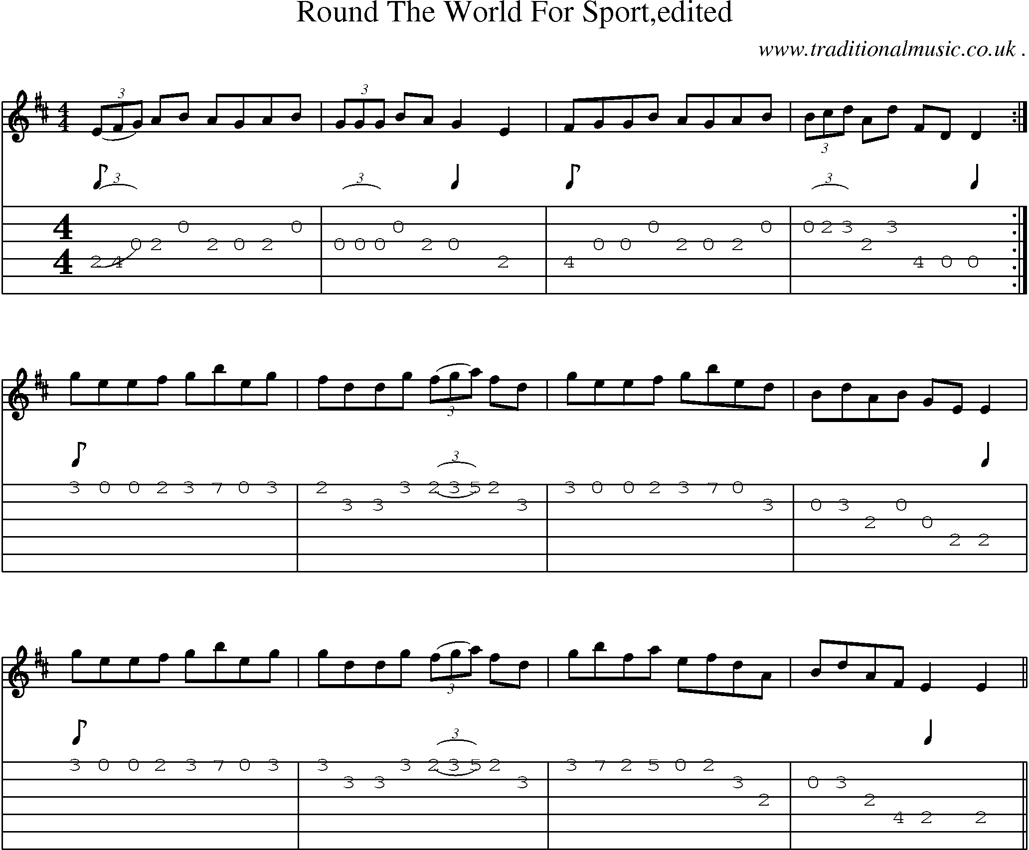 Sheet-Music and Guitar Tabs for Round The World For Sportedited