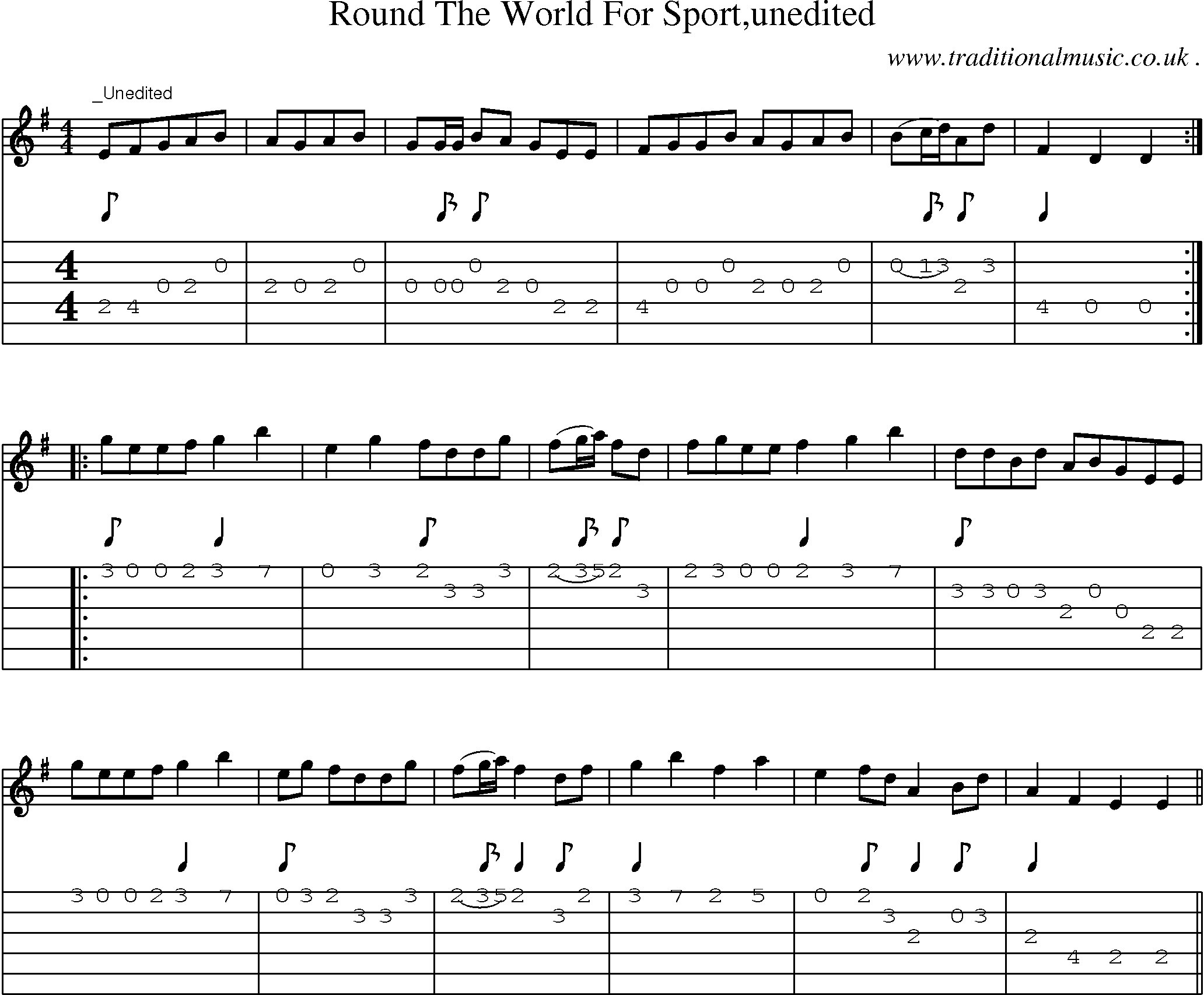 Sheet-Music and Guitar Tabs for Round The World For Sportunedited