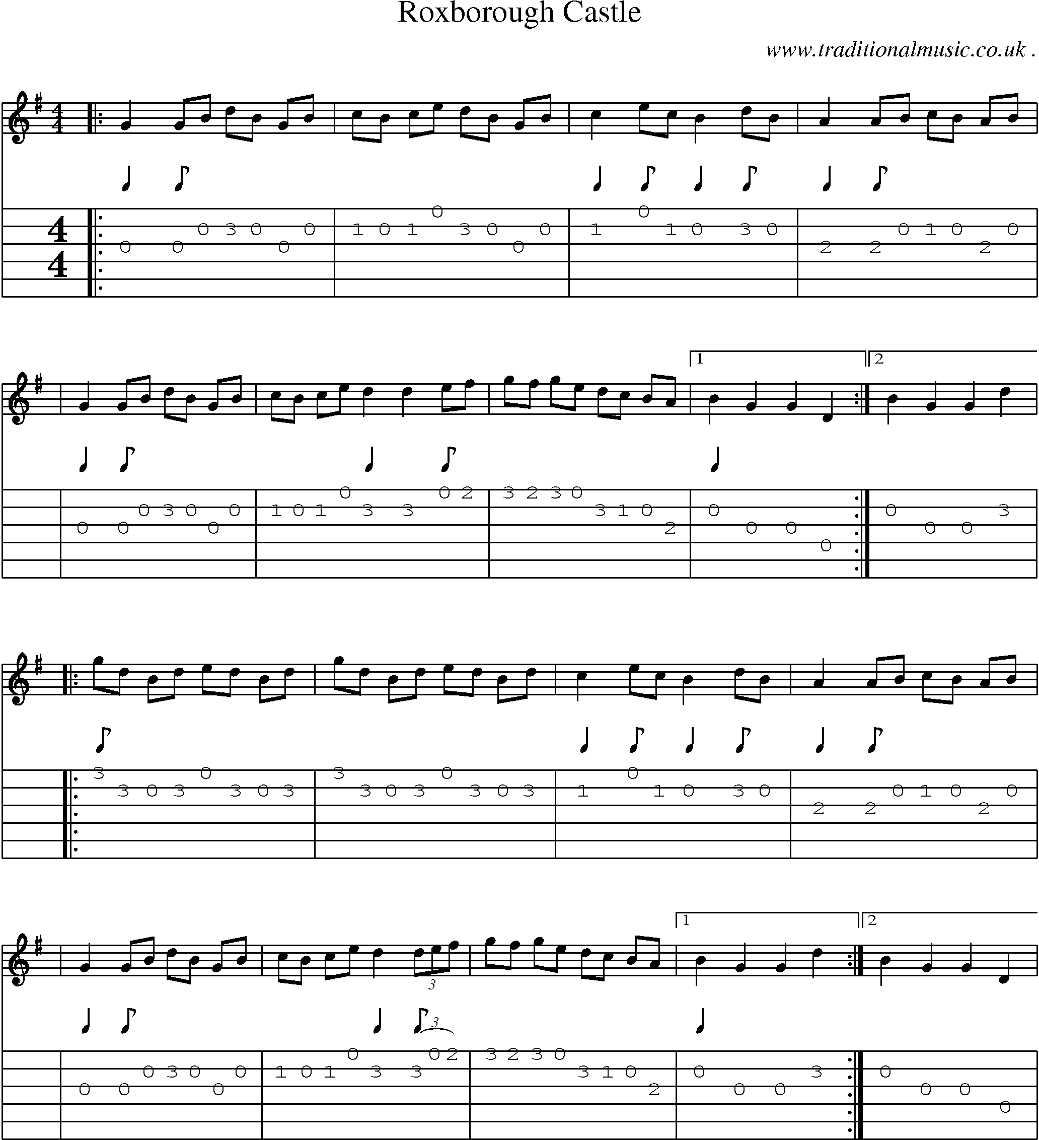 Sheet-Music and Guitar Tabs for Roxborough Castle