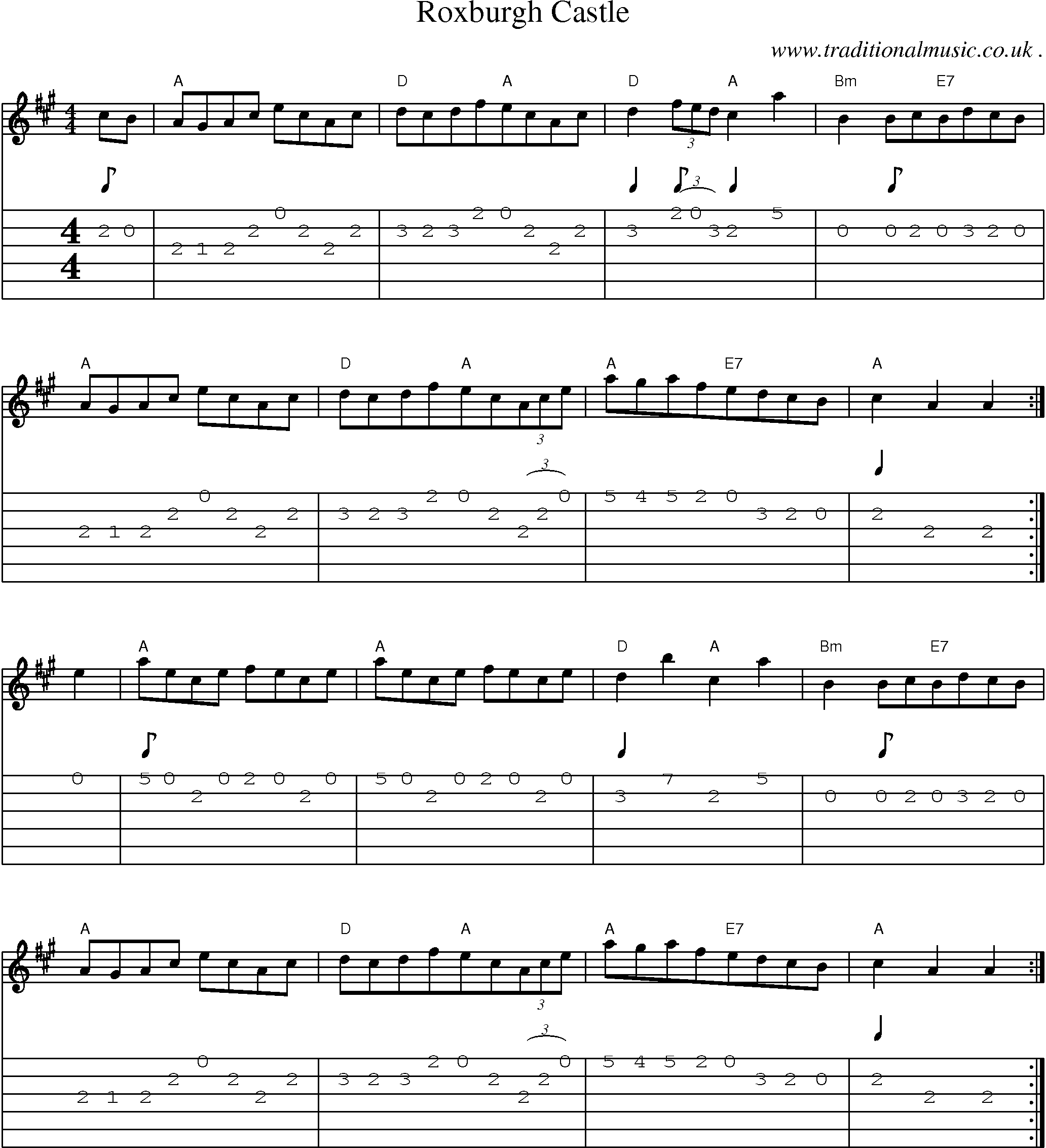 Sheet-Music and Guitar Tabs for Roxburgh Castle