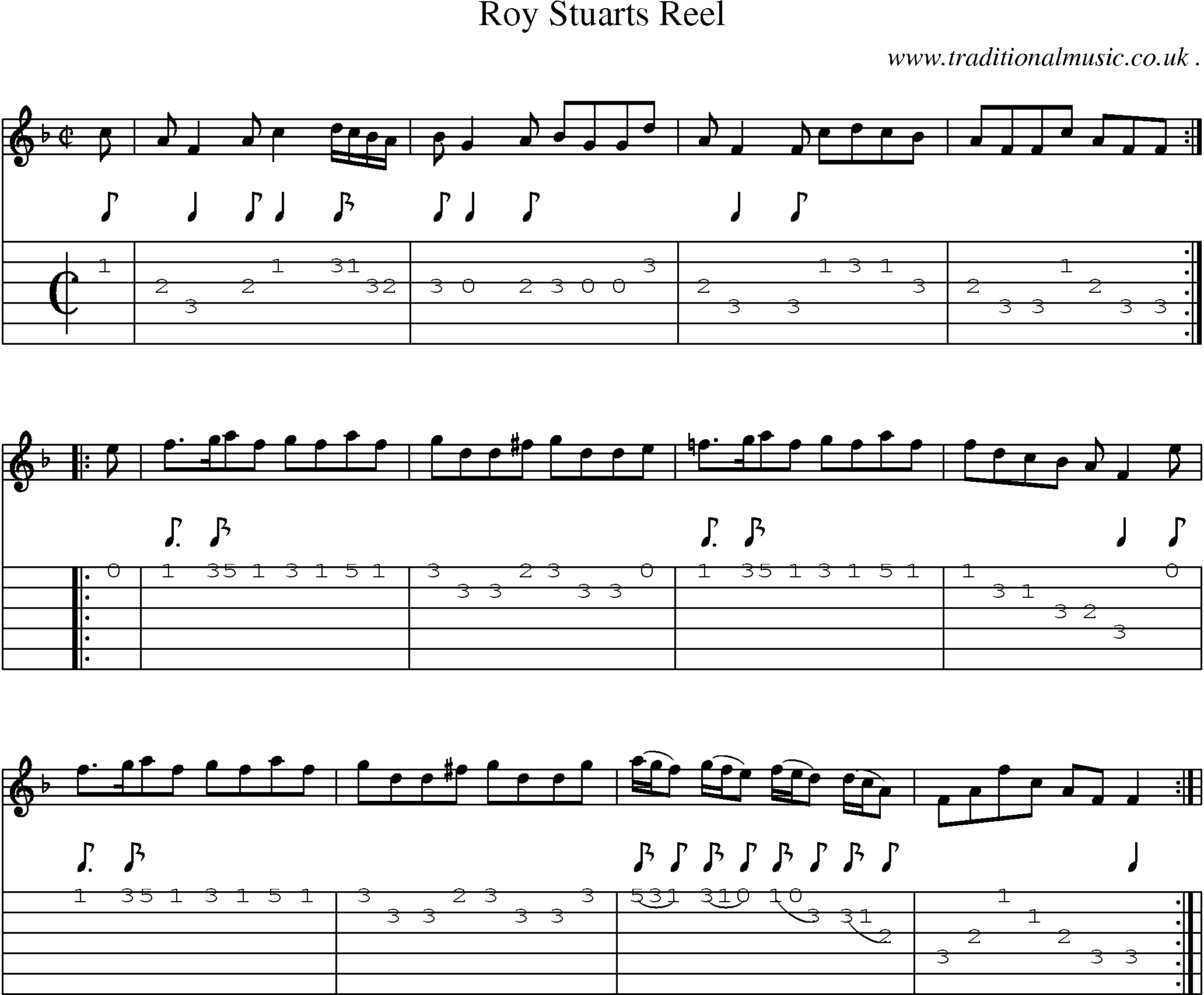Sheet-Music and Guitar Tabs for Roy Stuarts Reel