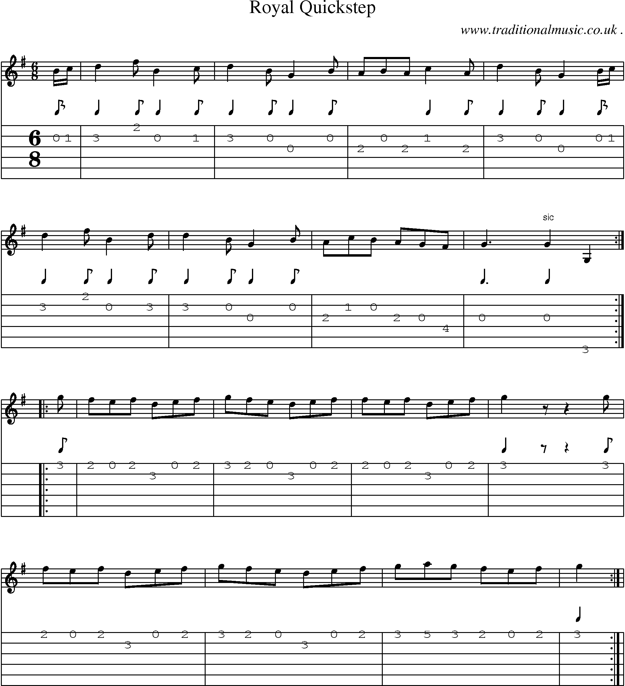 Sheet-Music and Guitar Tabs for Royal Quickstep