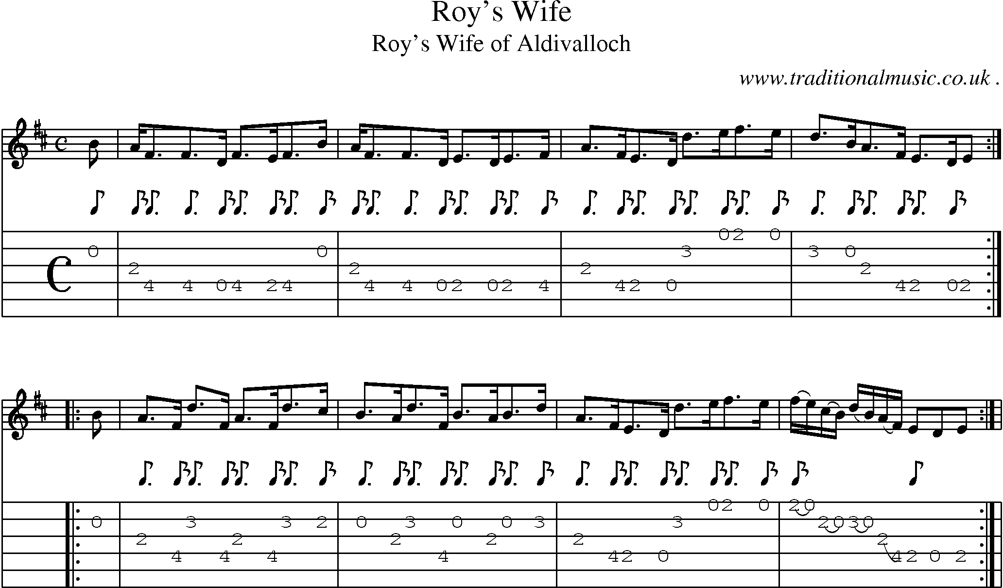 Sheet-Music and Guitar Tabs for Roys Wife