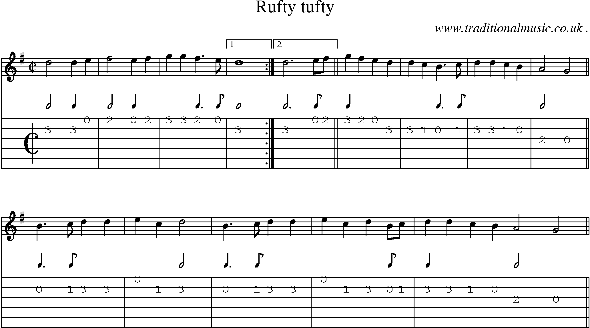 Sheet-Music and Guitar Tabs for Rufty Tufty