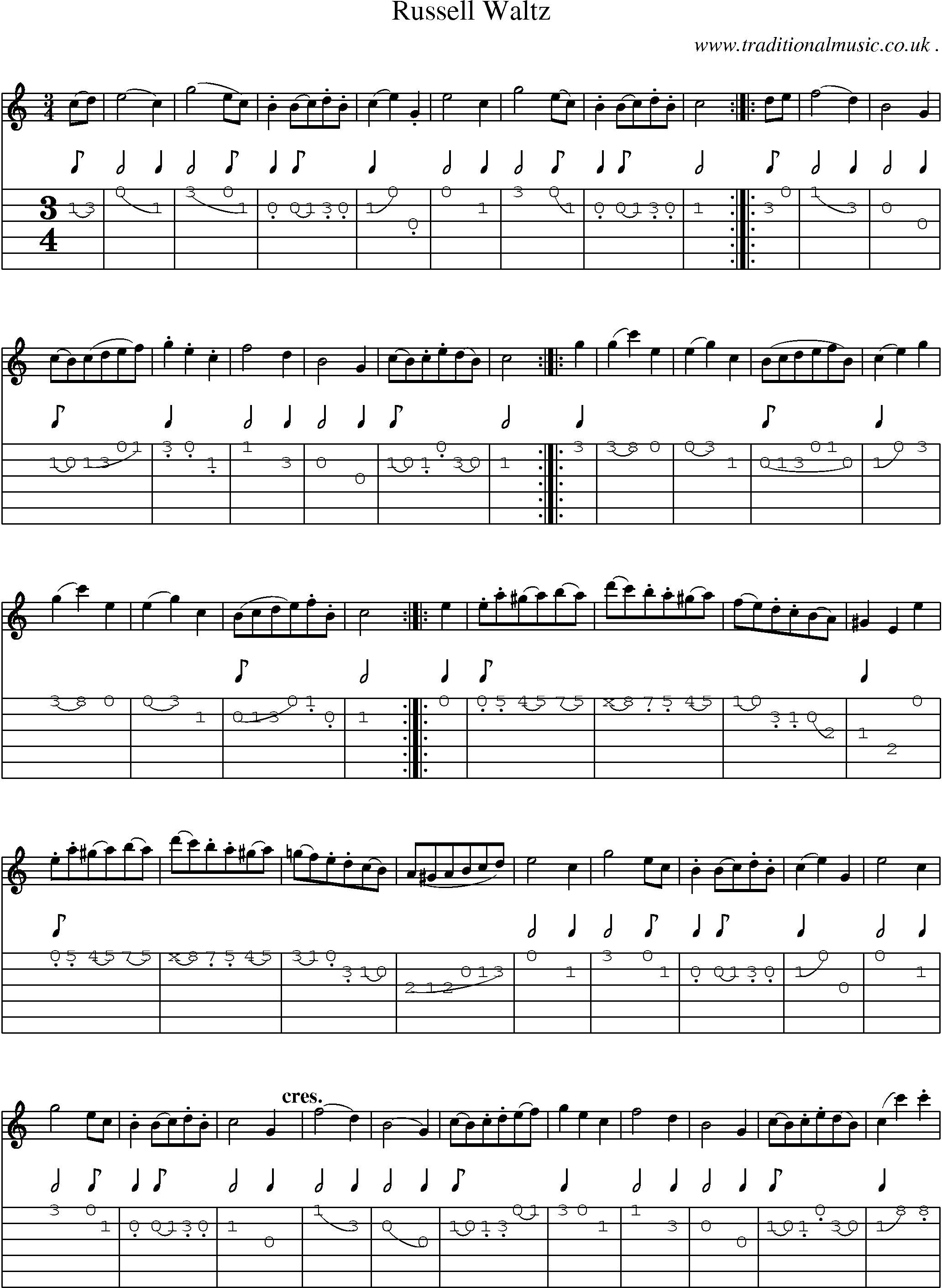 Sheet-Music and Guitar Tabs for Russell Waltz