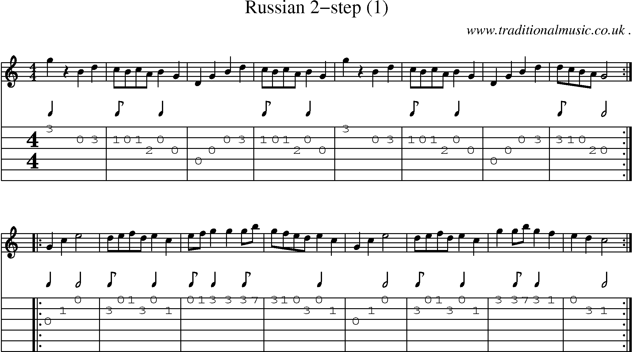 Sheet-Music and Guitar Tabs for Russian 2-step (1)