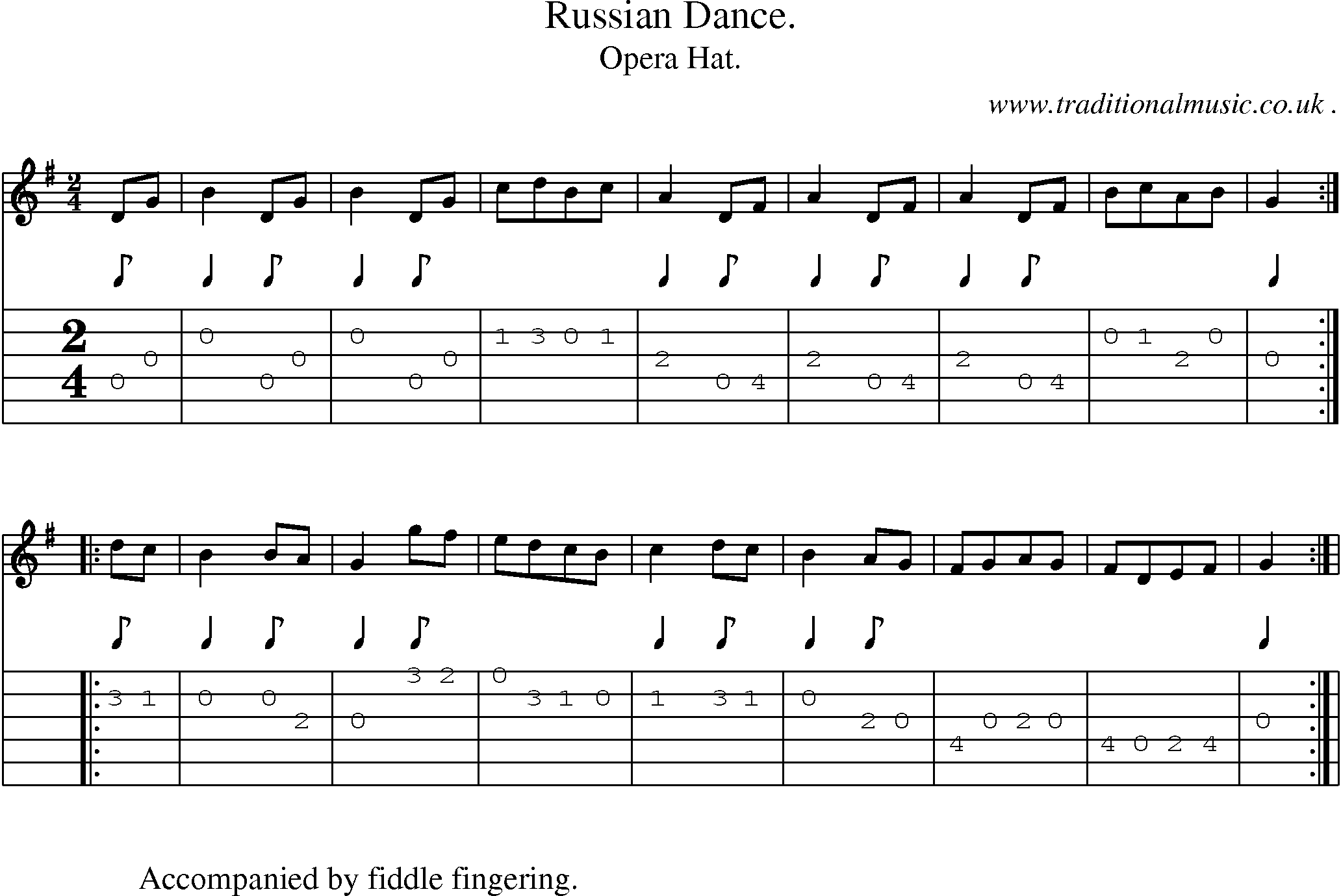 Sheet-Music and Guitar Tabs for Russian Dance