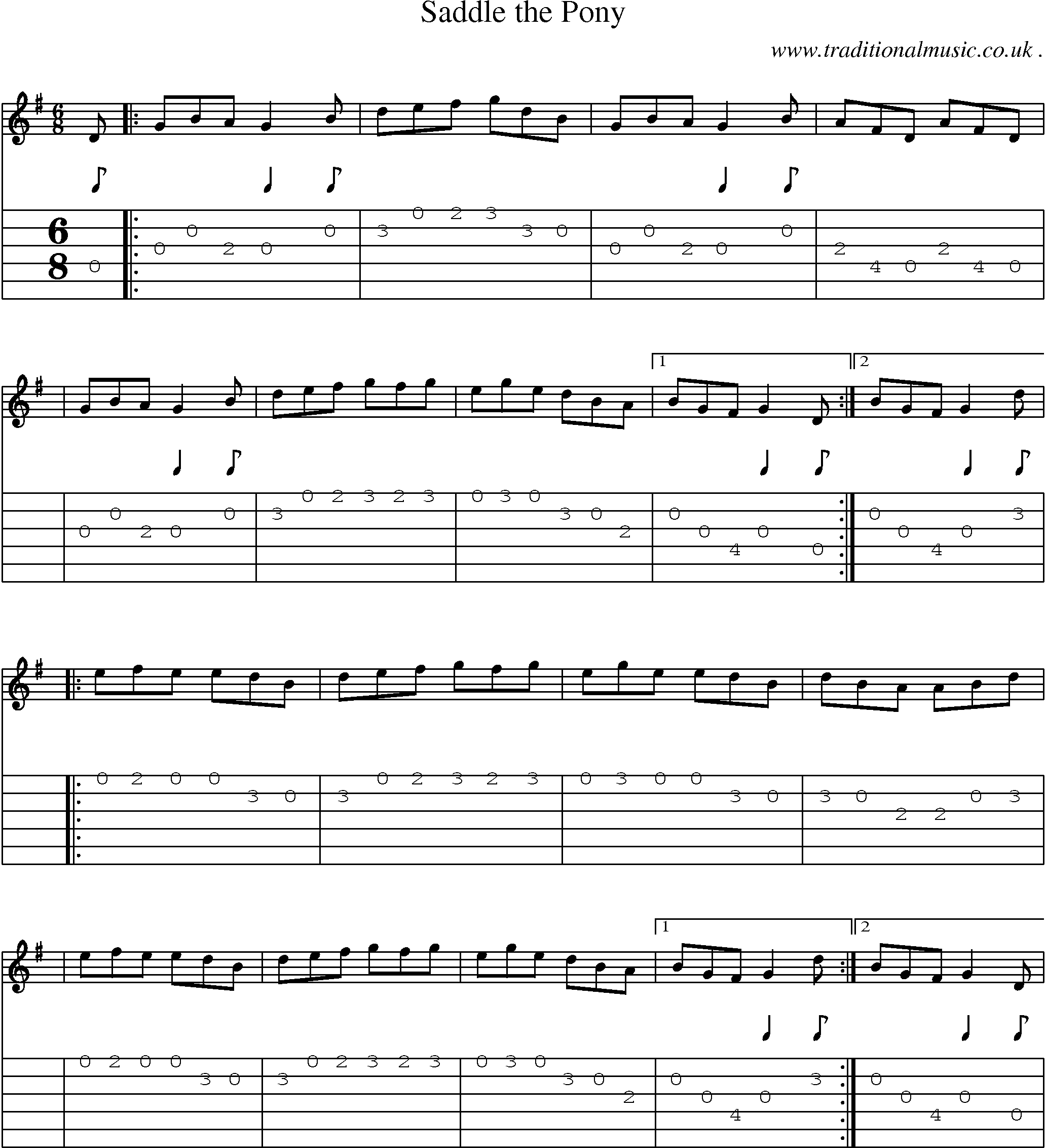Sheet-Music and Guitar Tabs for Saddle The Pony
