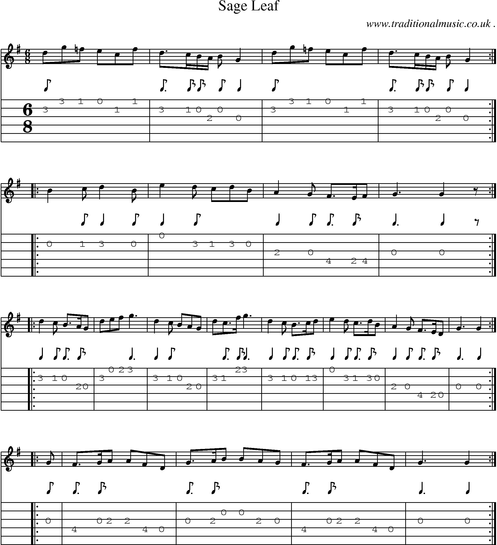 Sheet-Music and Guitar Tabs for Sage Leaf
