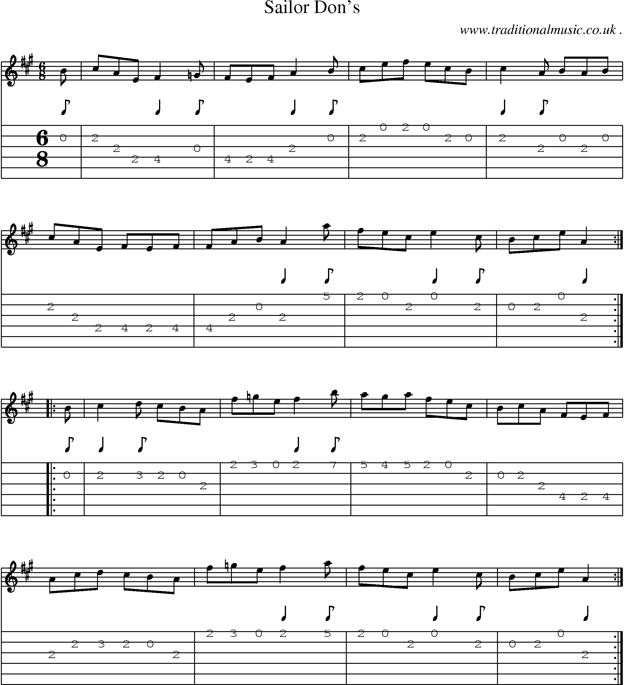 Sheet-Music and Guitar Tabs for Sailor Dons