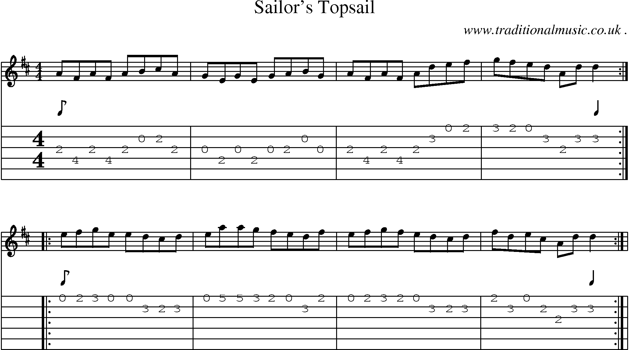 Sheet-Music and Guitar Tabs for Sailor Topsail