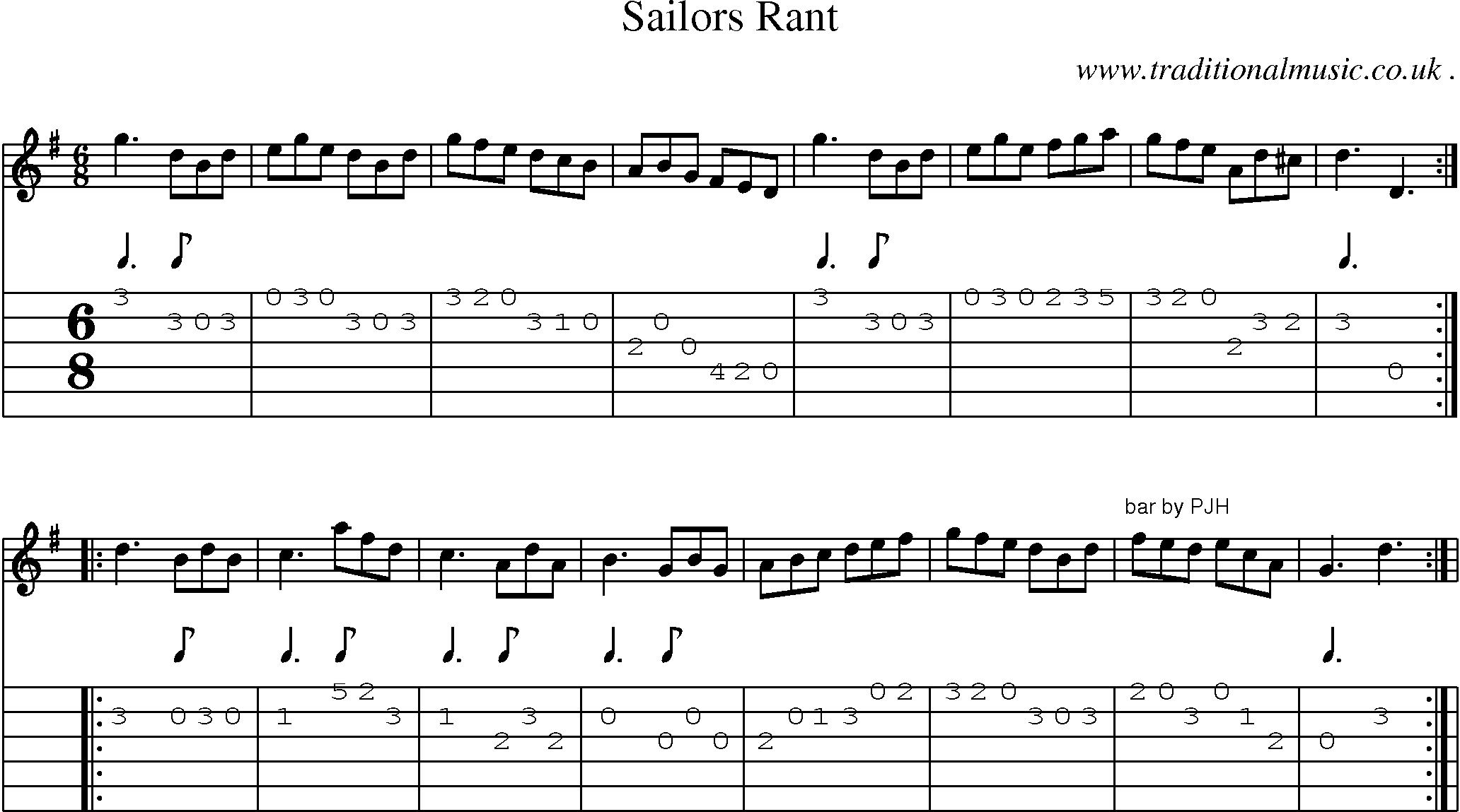 Sheet-Music and Guitar Tabs for Sailors Rant