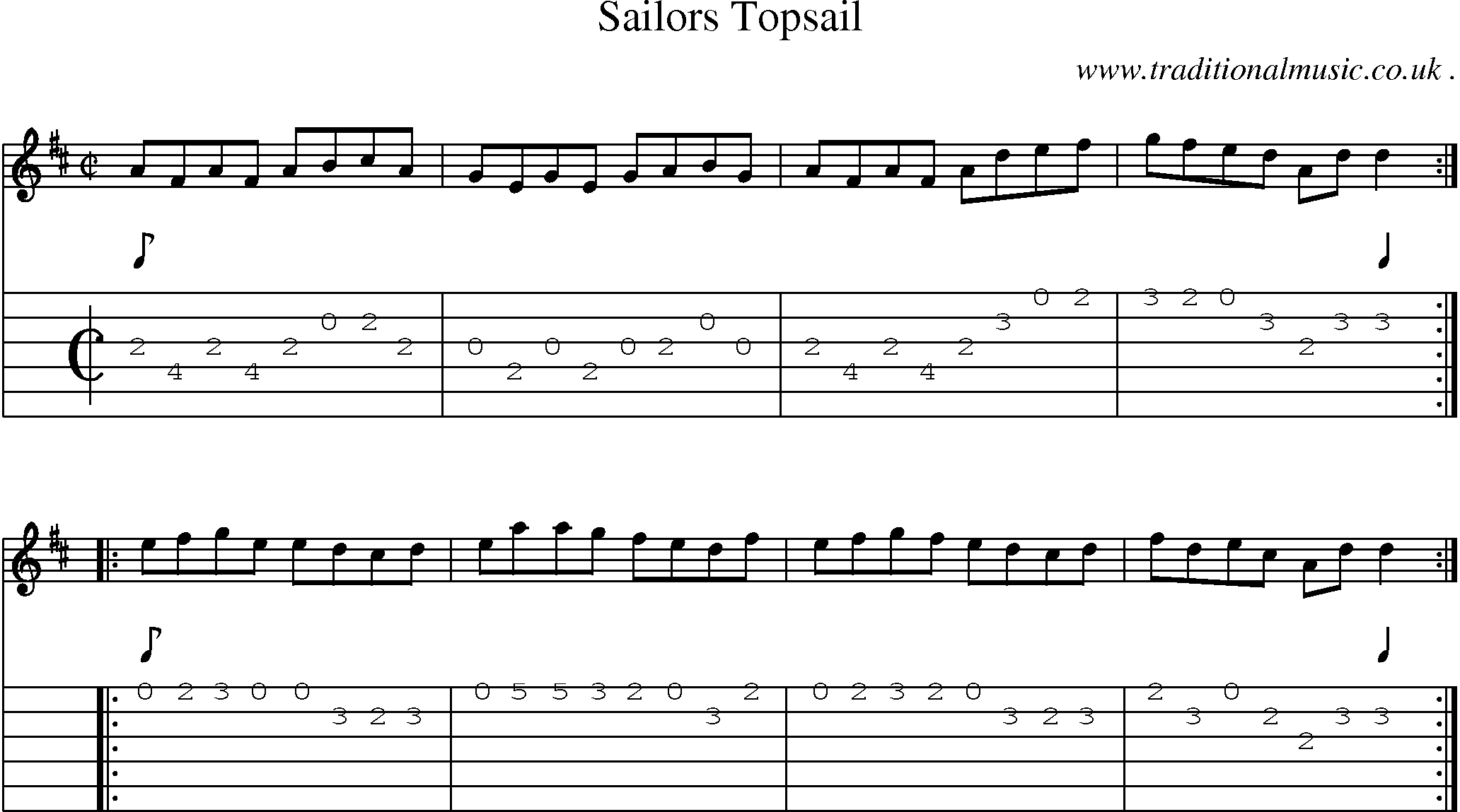 Sheet-Music and Guitar Tabs for Sailors Topsail