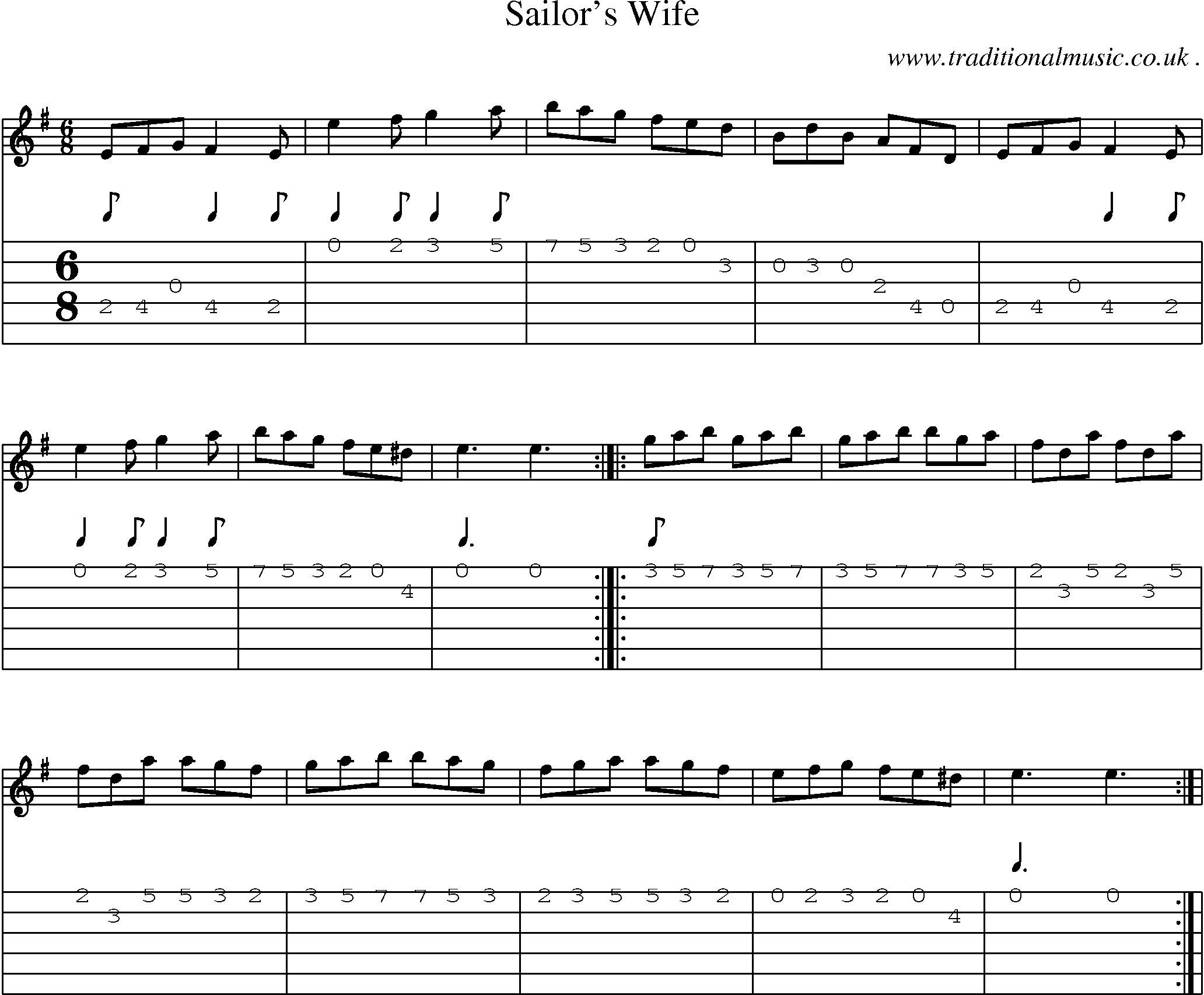 Sheet-Music and Guitar Tabs for Sailors Wife