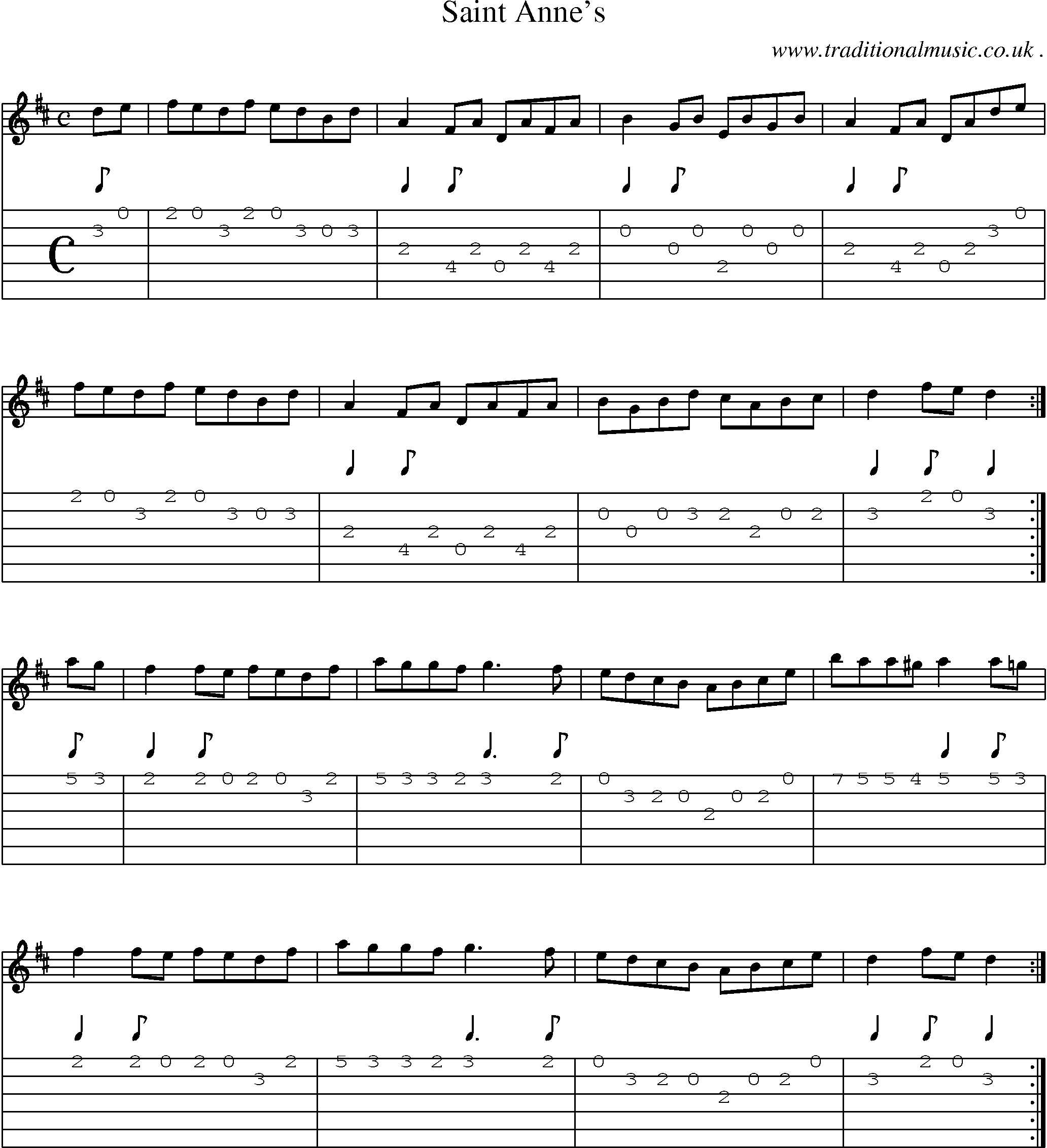 Sheet-Music and Guitar Tabs for Saint Annes
