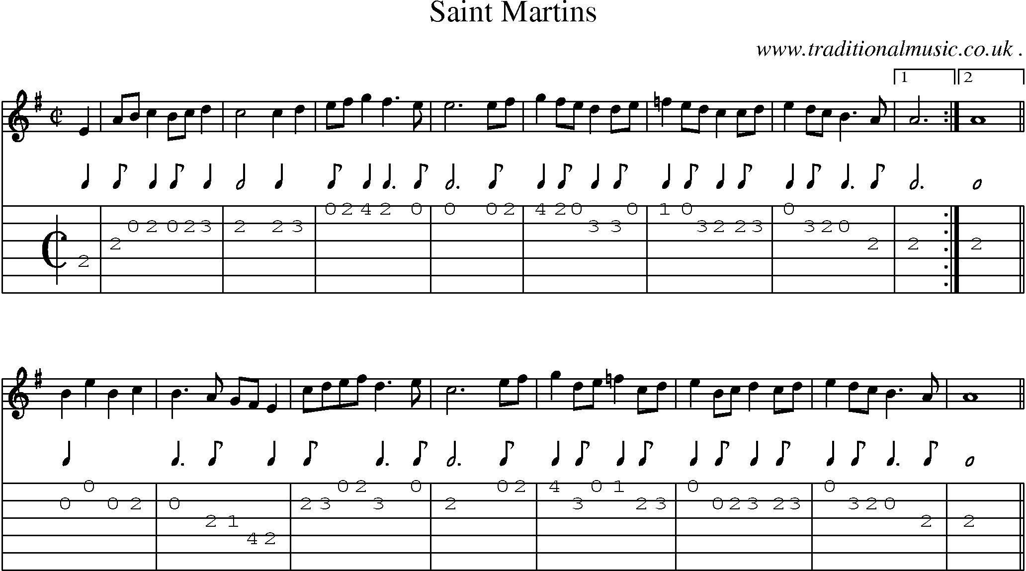 Sheet-Music and Guitar Tabs for Saint Martins