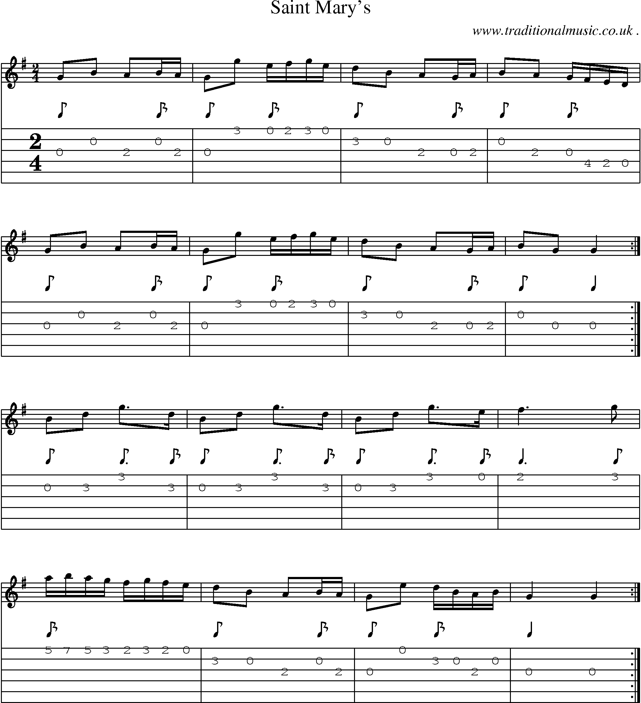 Sheet-Music and Guitar Tabs for Saint Marys