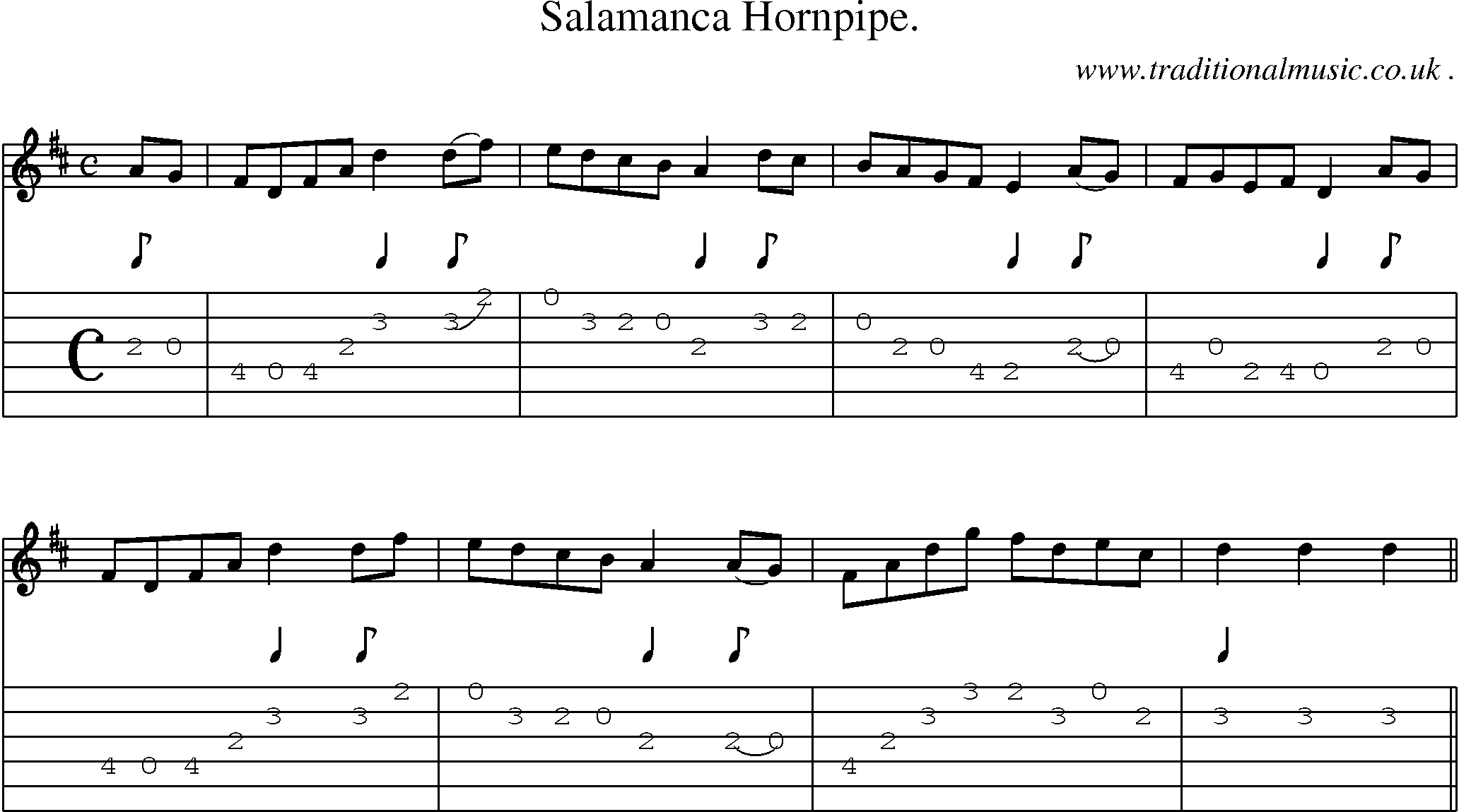 Sheet-Music and Guitar Tabs for Salamanca Hornpipe