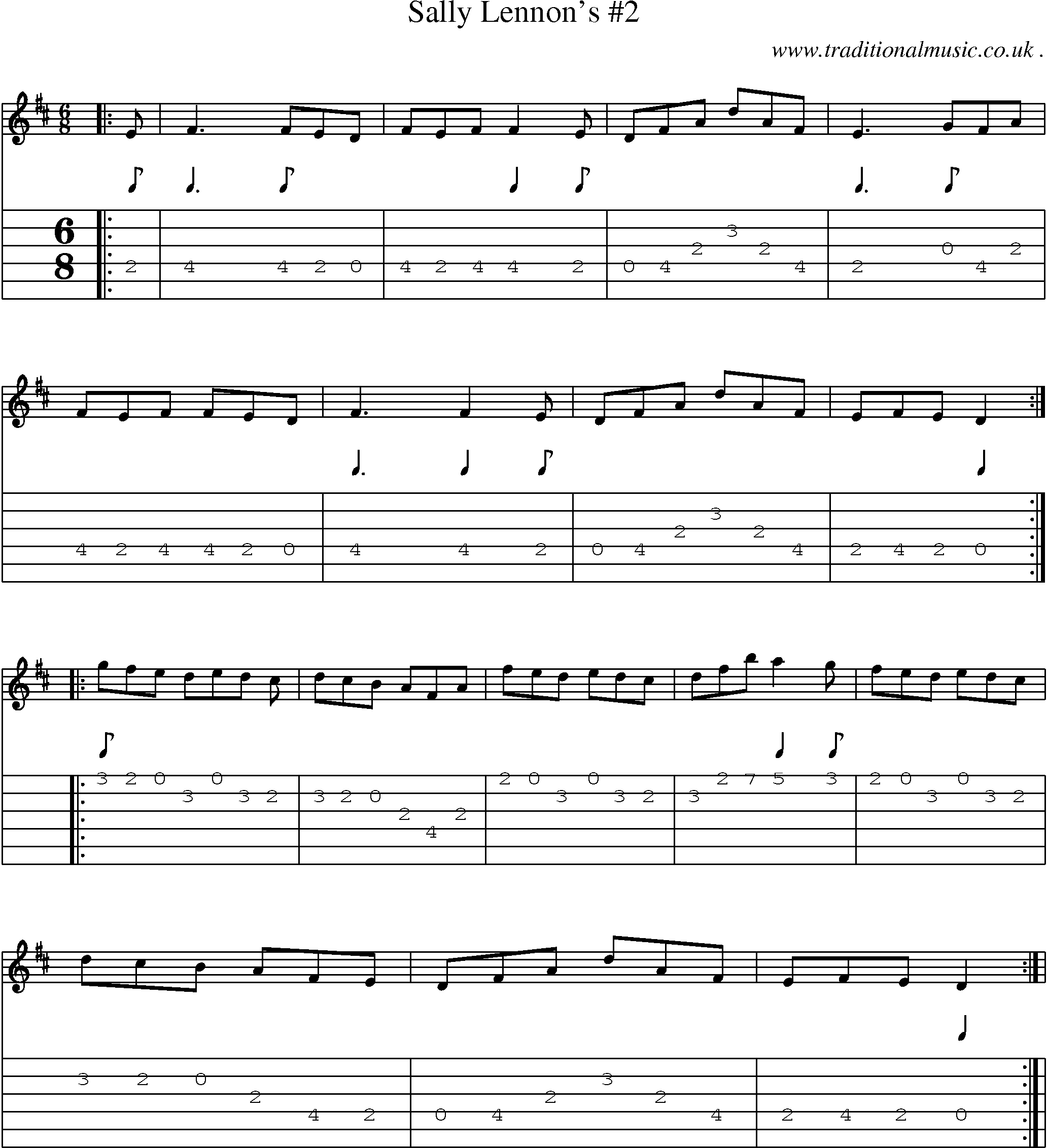 Sheet-Music and Guitar Tabs for Sally Lennons 2