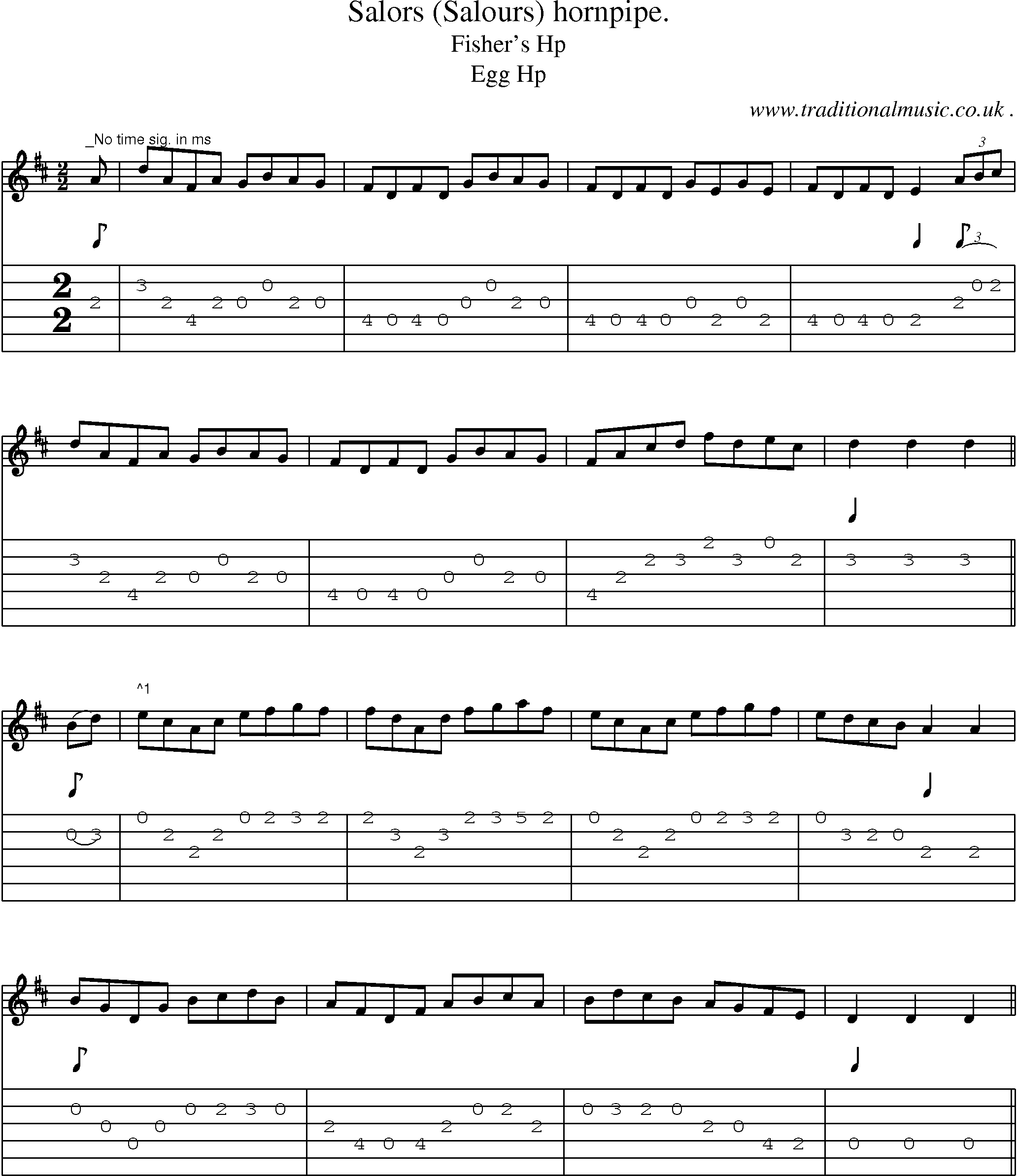 Sheet-Music and Guitar Tabs for Salors (salours) Hornpipe