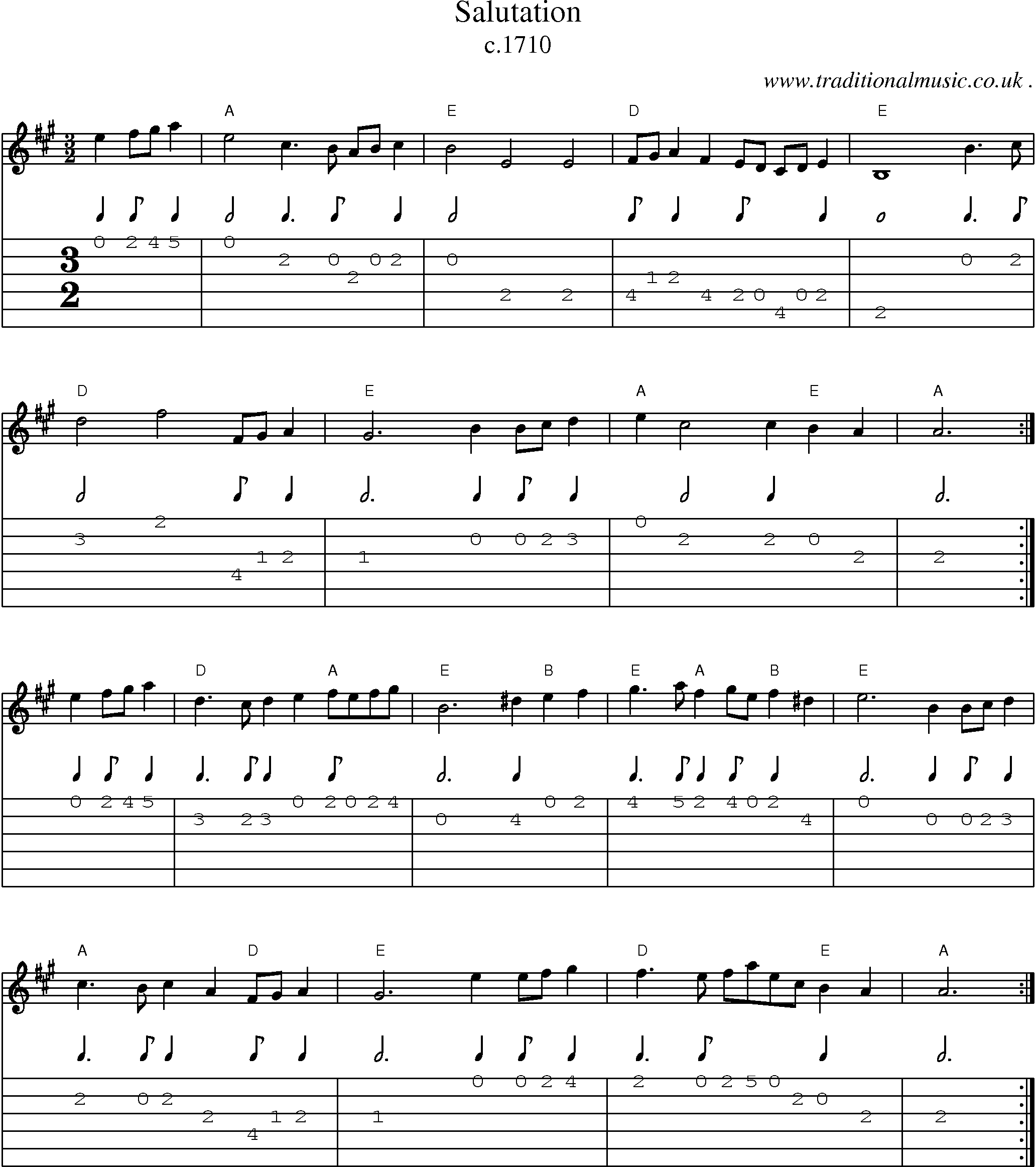 Sheet-Music and Guitar Tabs for Salutation