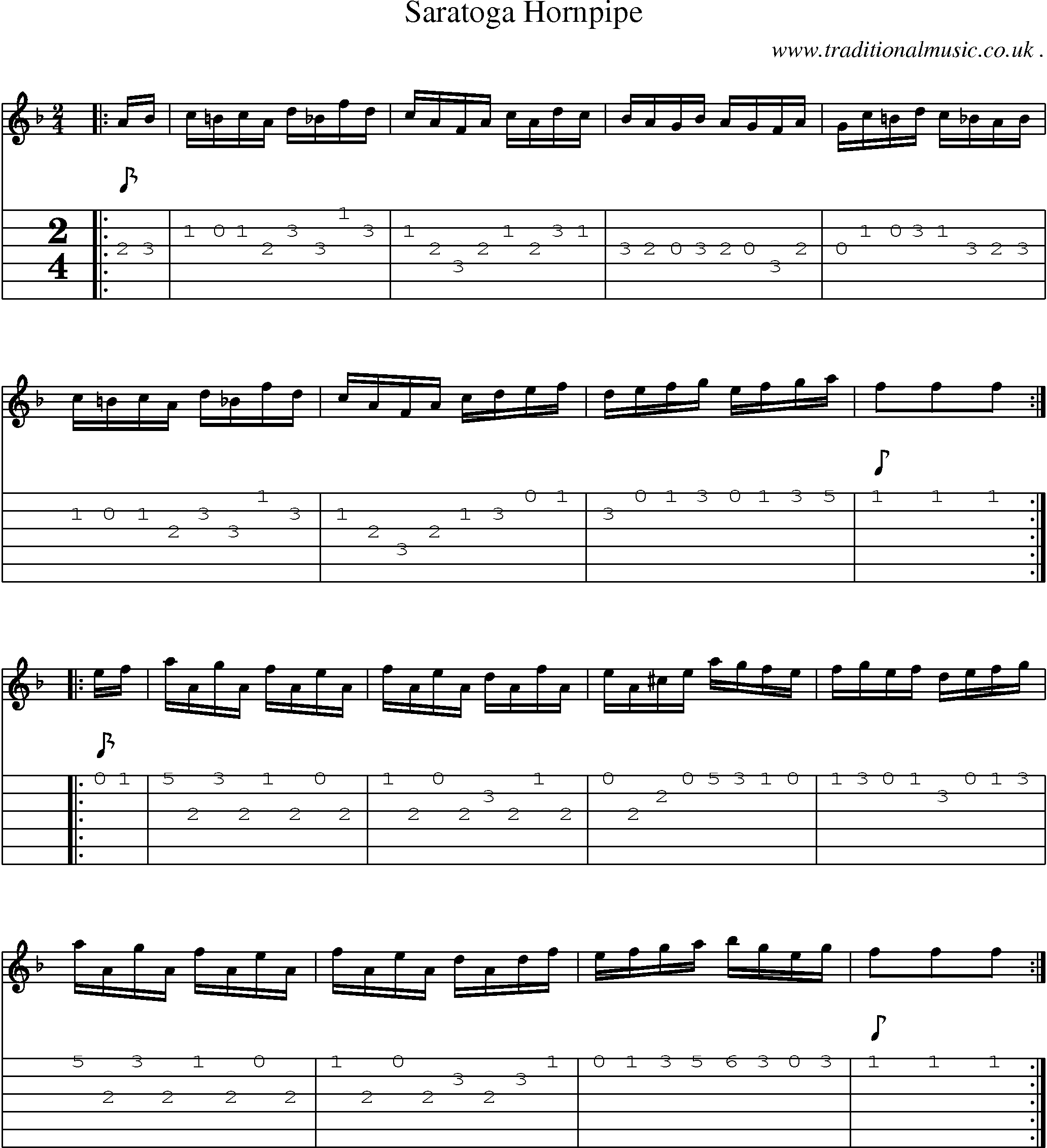 Sheet-Music and Guitar Tabs for Saratoga Hornpipe