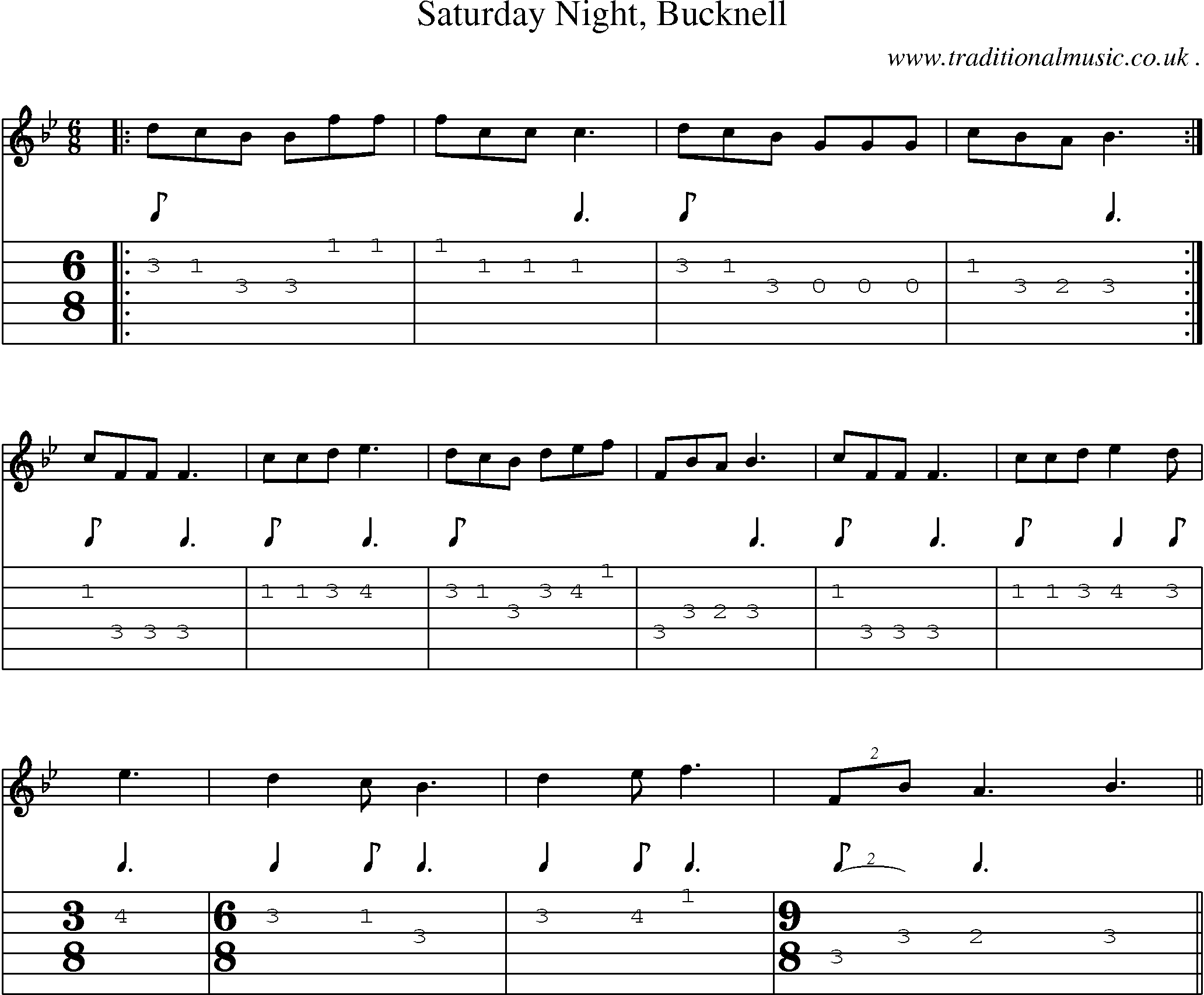 Sheet-Music and Guitar Tabs for Saturday Night Bucknell