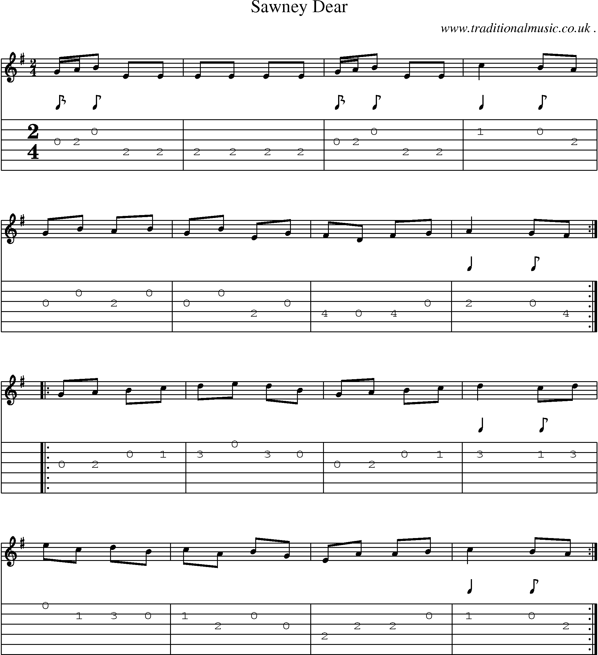 Sheet-Music and Guitar Tabs for Sawney Dear