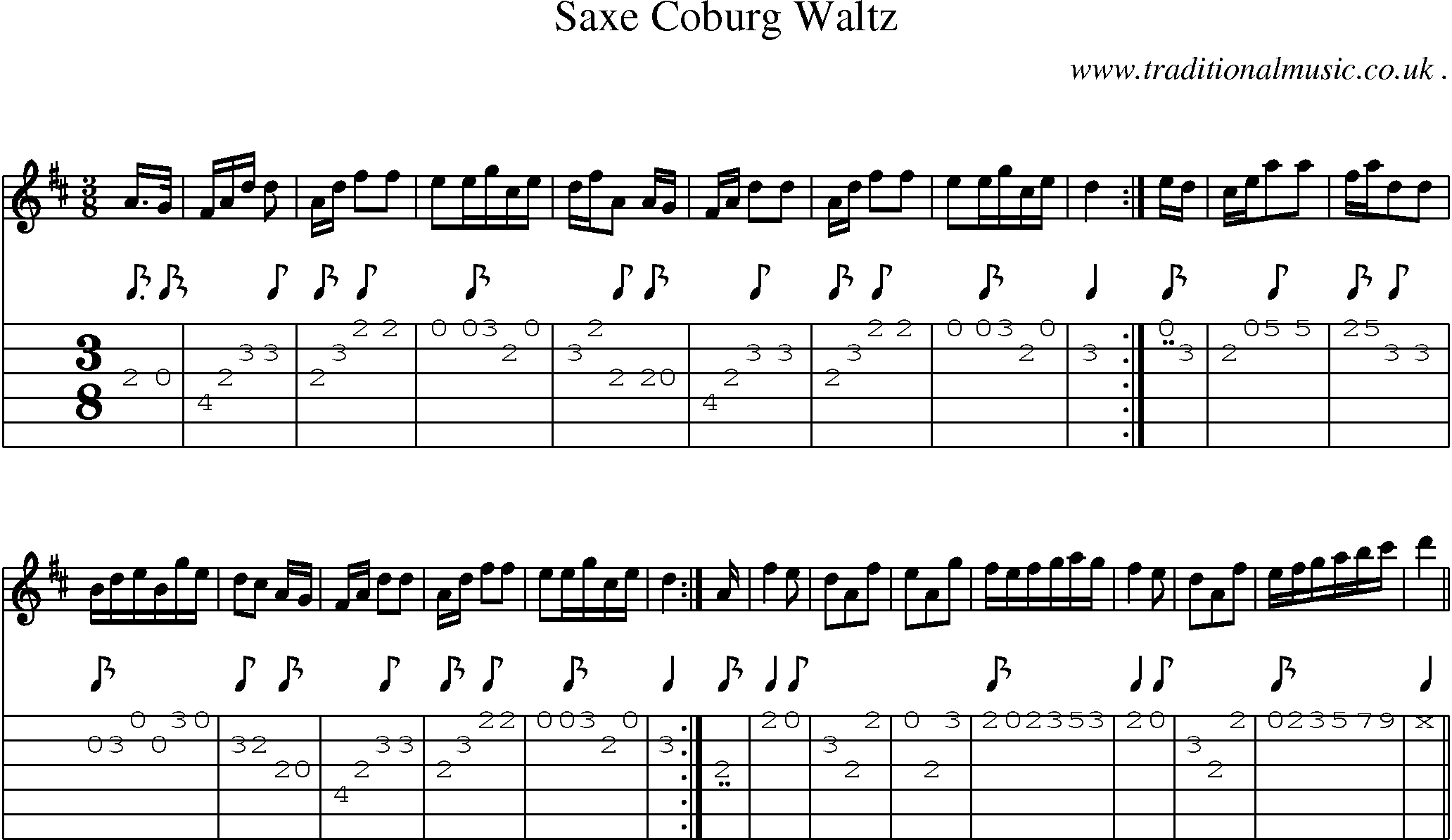 Sheet-Music and Guitar Tabs for Saxe Coburg Waltz