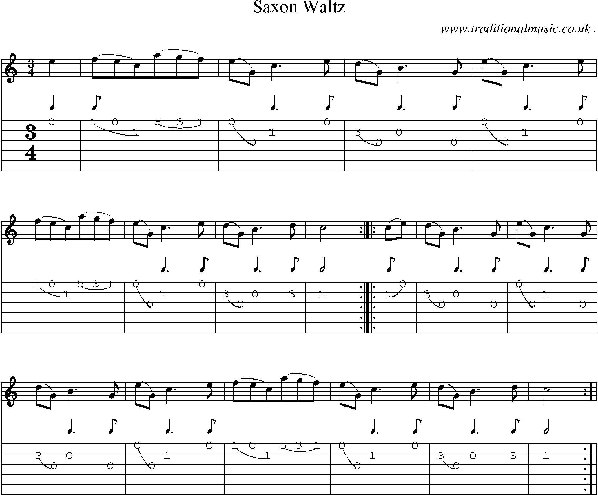 Sheet-Music and Guitar Tabs for Saxon Waltz