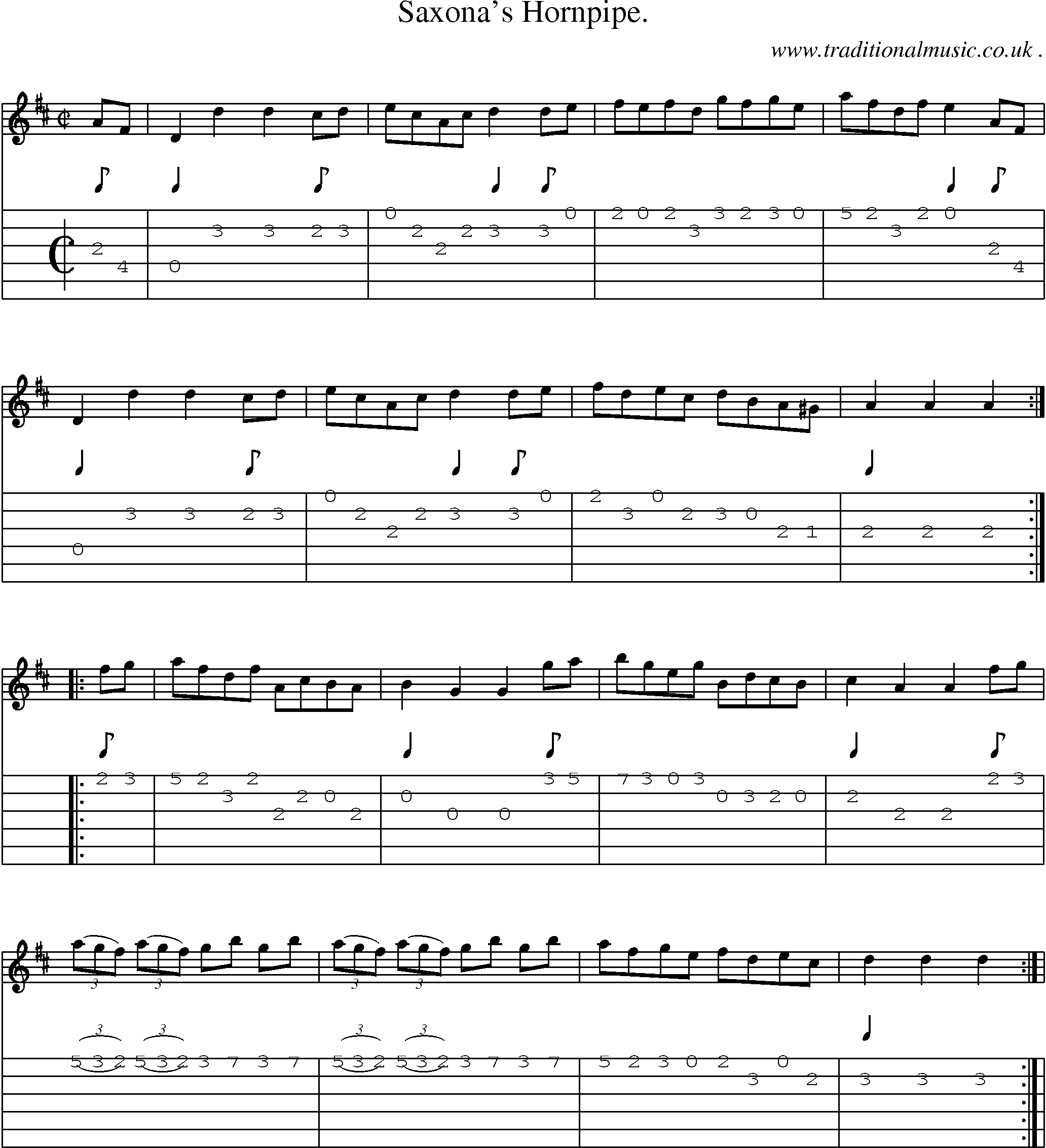 Sheet-Music and Guitar Tabs for Saxonas Hornpipe