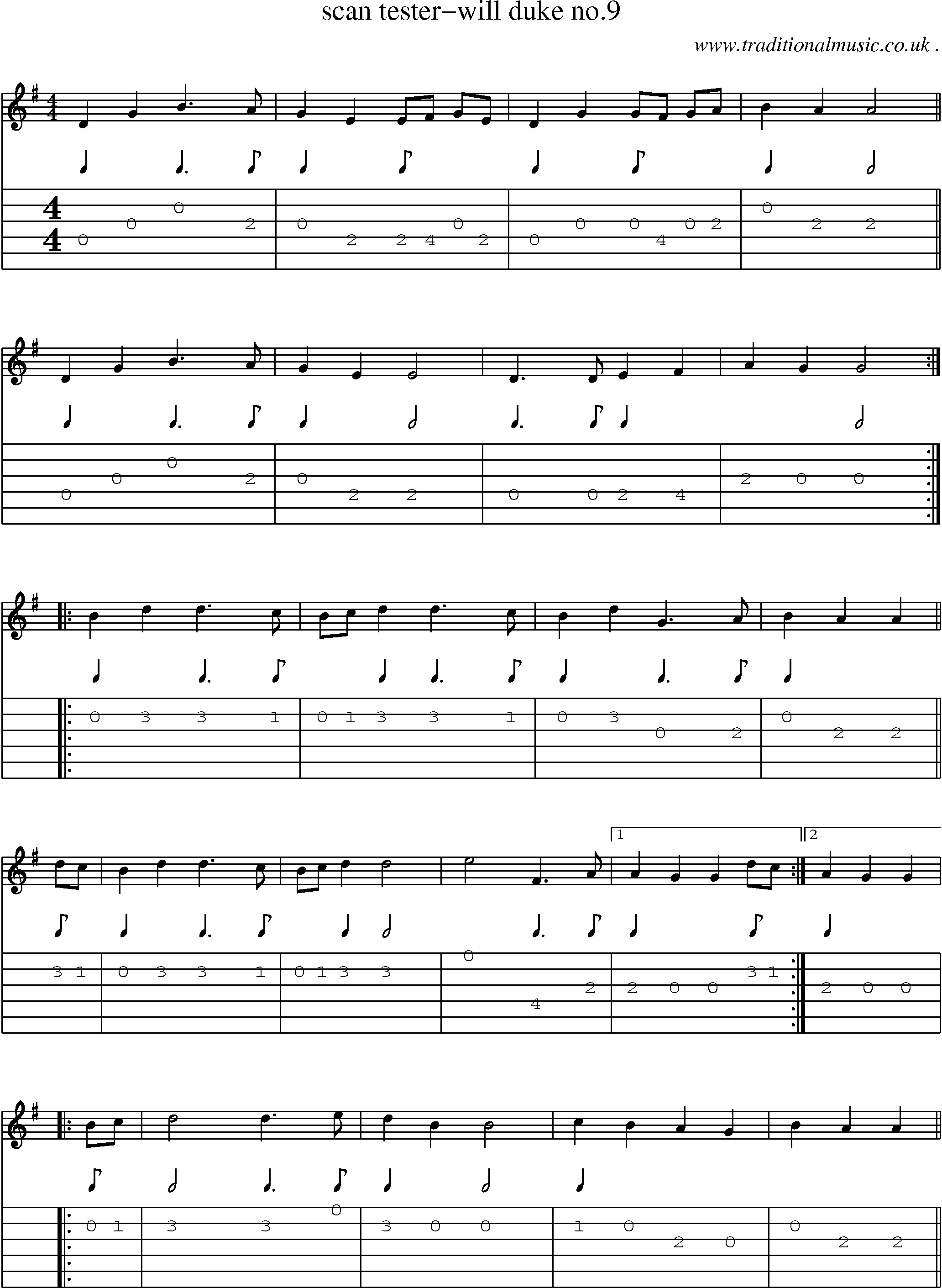Sheet-Music and Guitar Tabs for Scan Tester-will Duke No9