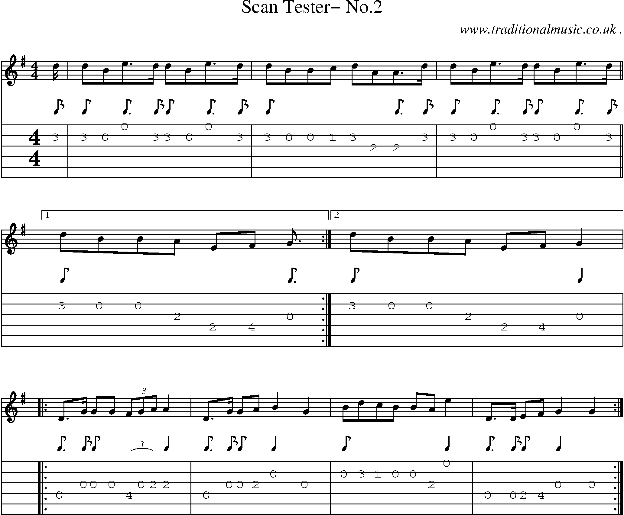 Sheet-Music and Guitar Tabs for Scan Tester No2