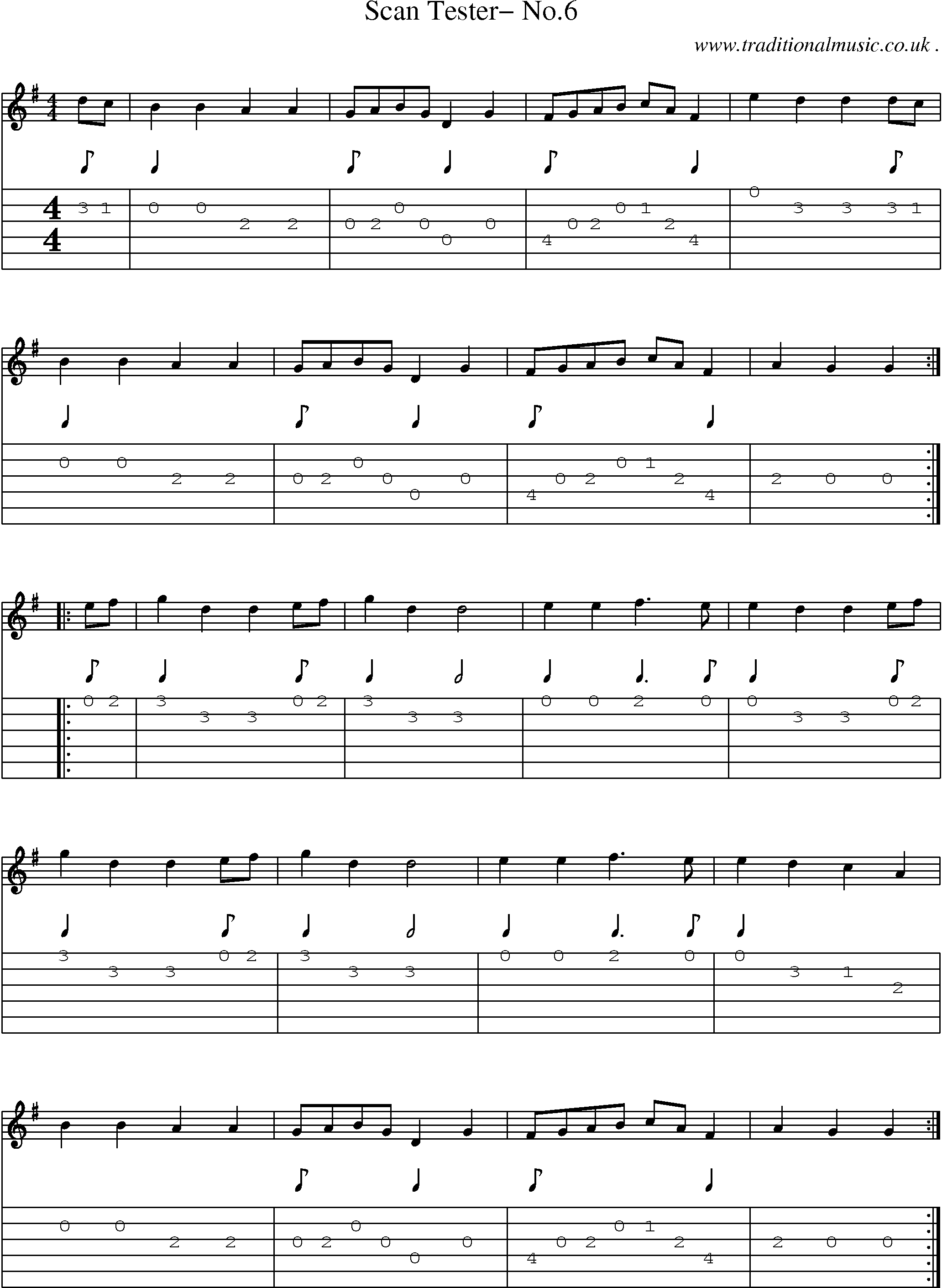 Sheet-Music and Guitar Tabs for Scan Tester No6