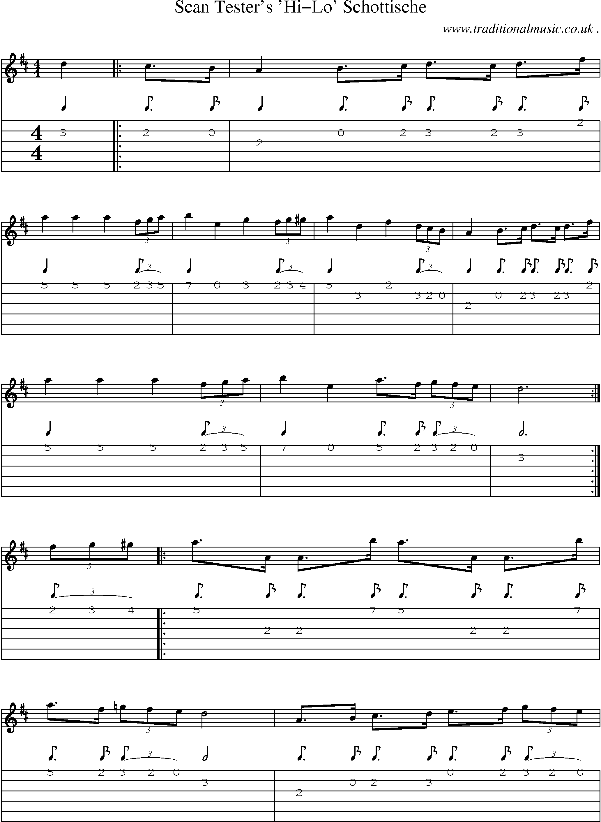 Sheet-Music and Guitar Tabs for Scan Testers Hi-lo Schottische