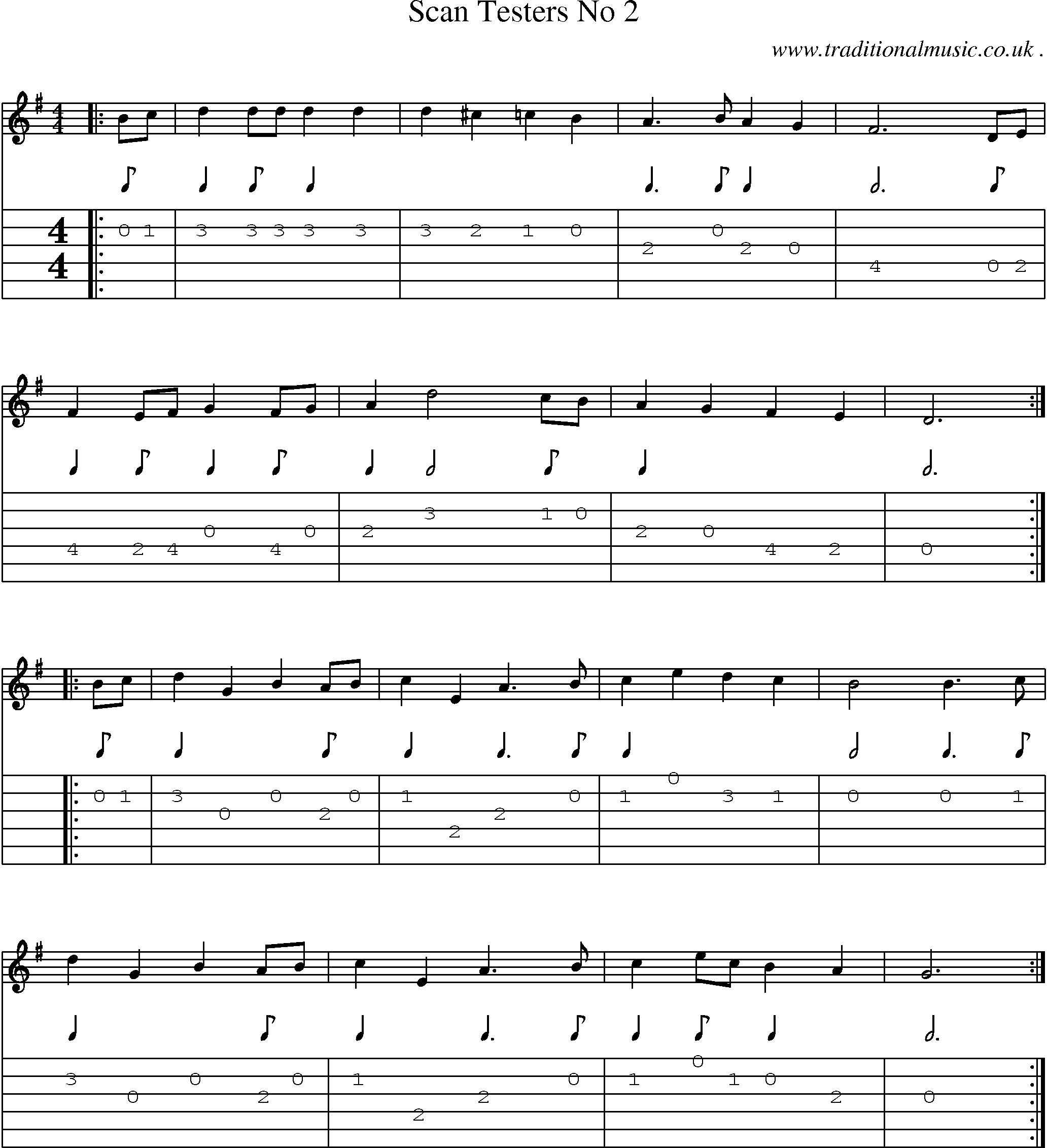 Sheet-Music and Guitar Tabs for Scan Testers No 2