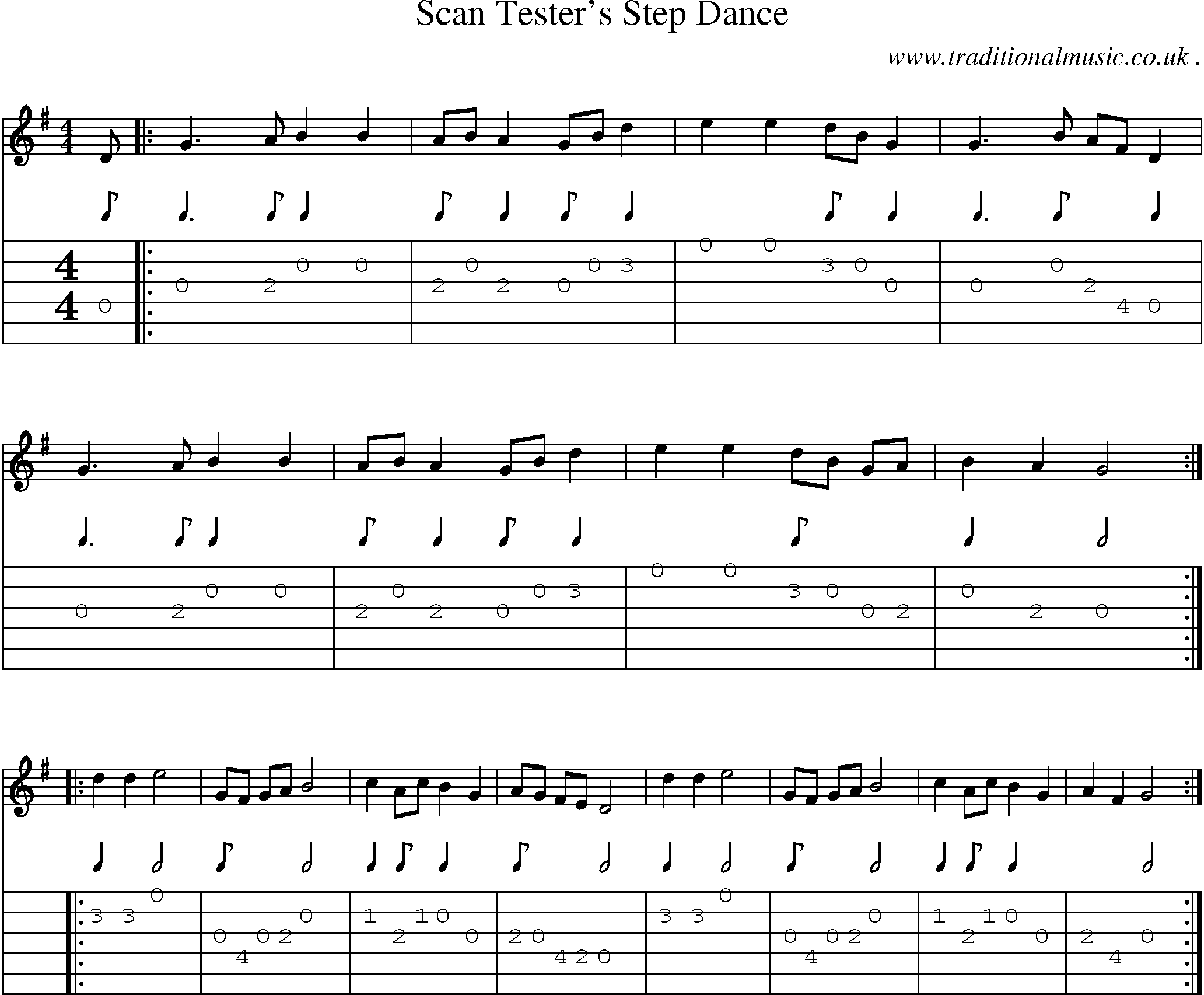 Sheet-Music and Guitar Tabs for Scan Testers Step Dance