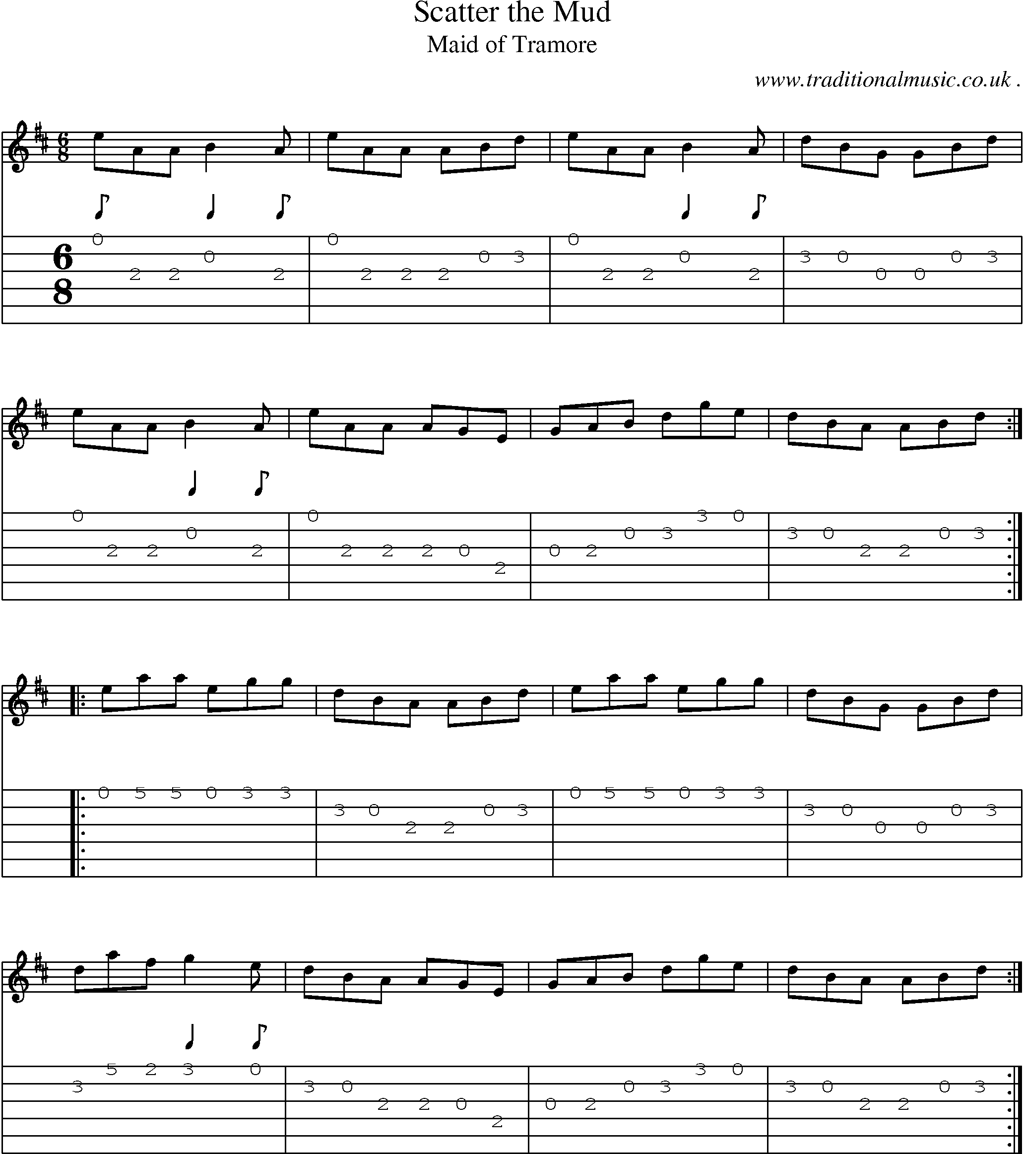 Sheet-Music and Guitar Tabs for Scatter The Mud