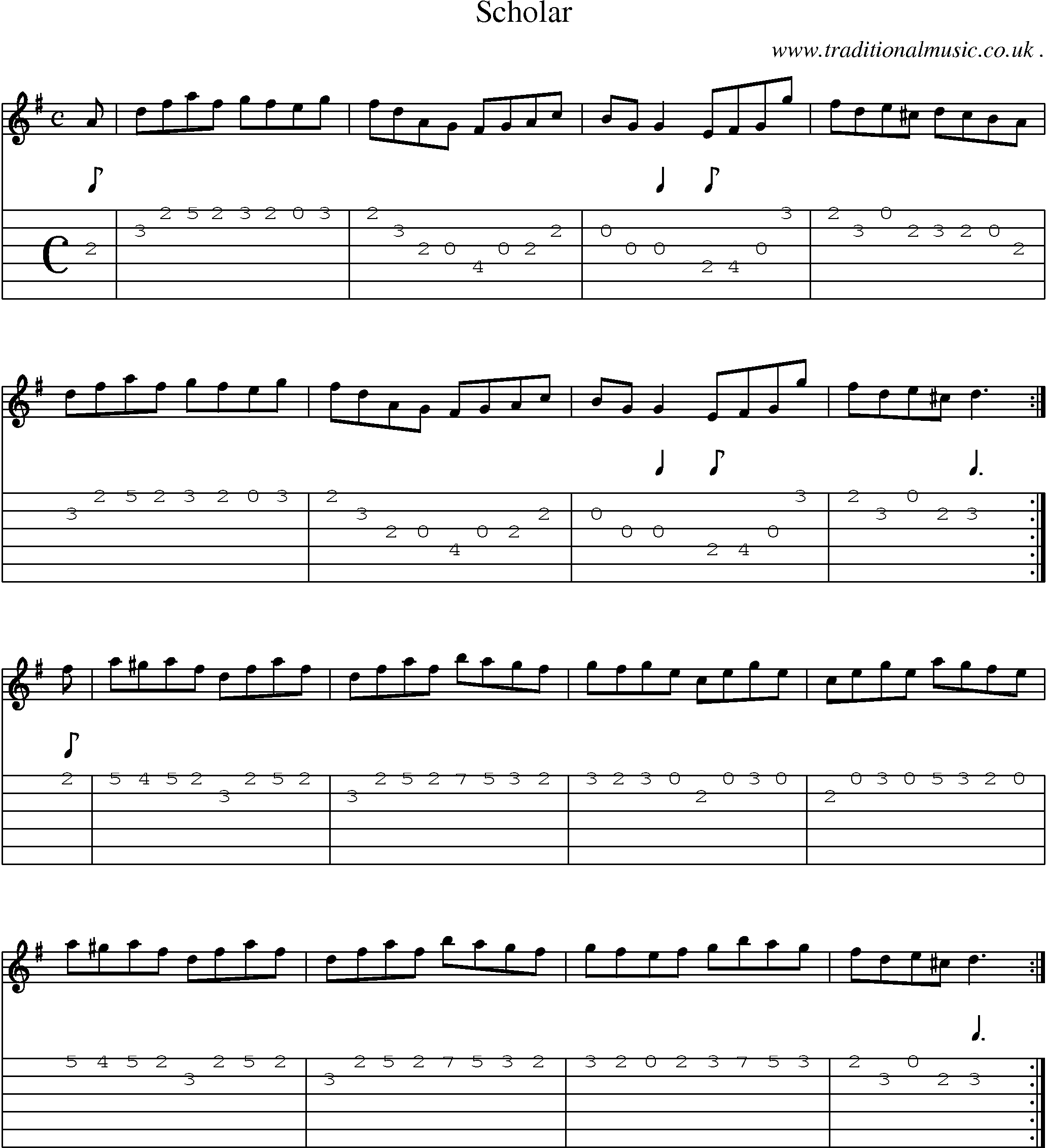 Sheet-Music and Guitar Tabs for Scholar